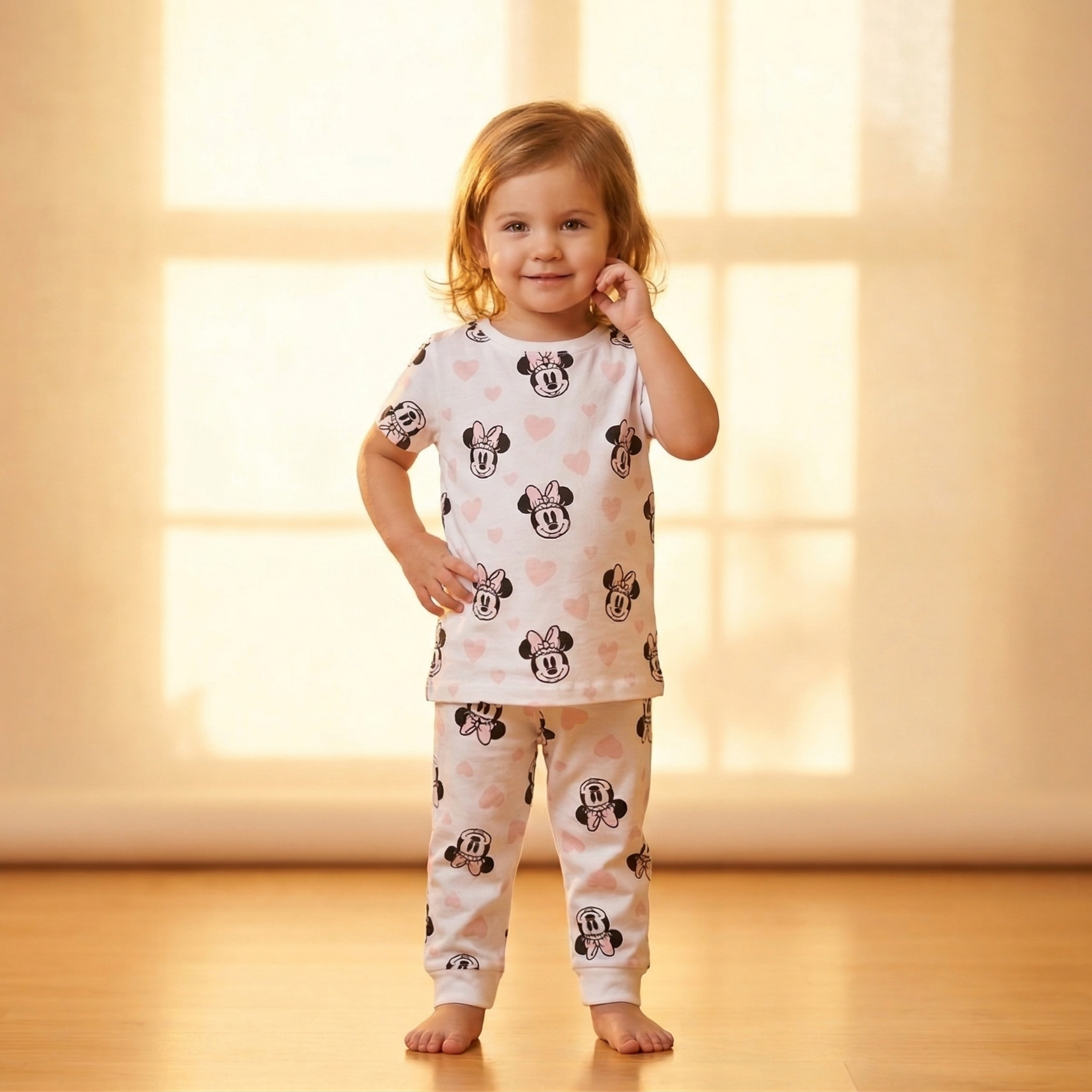 Minnie Hearts Cream Kids H/S Pajamas