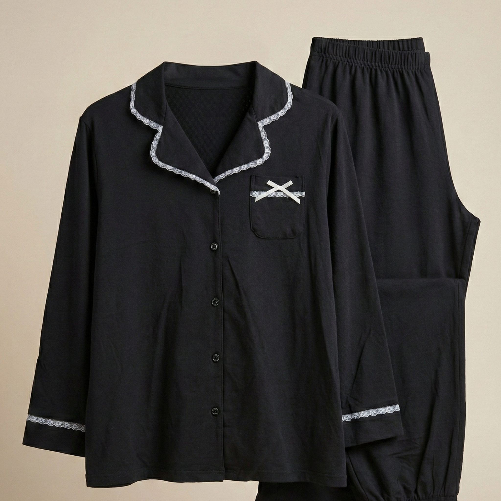 Womens Silk Pajama 2 Pcs Set 8016