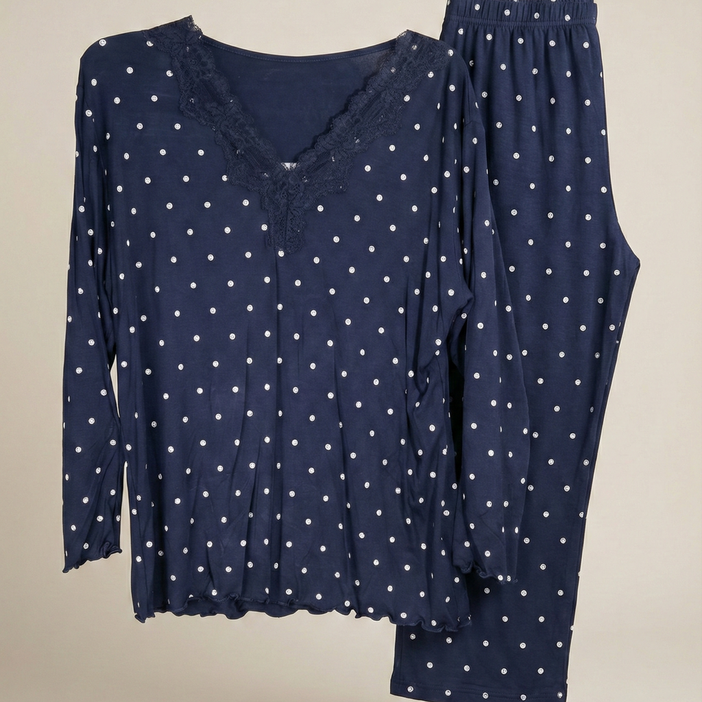 Womens Silk Pajama 2 Pcs Set 8054