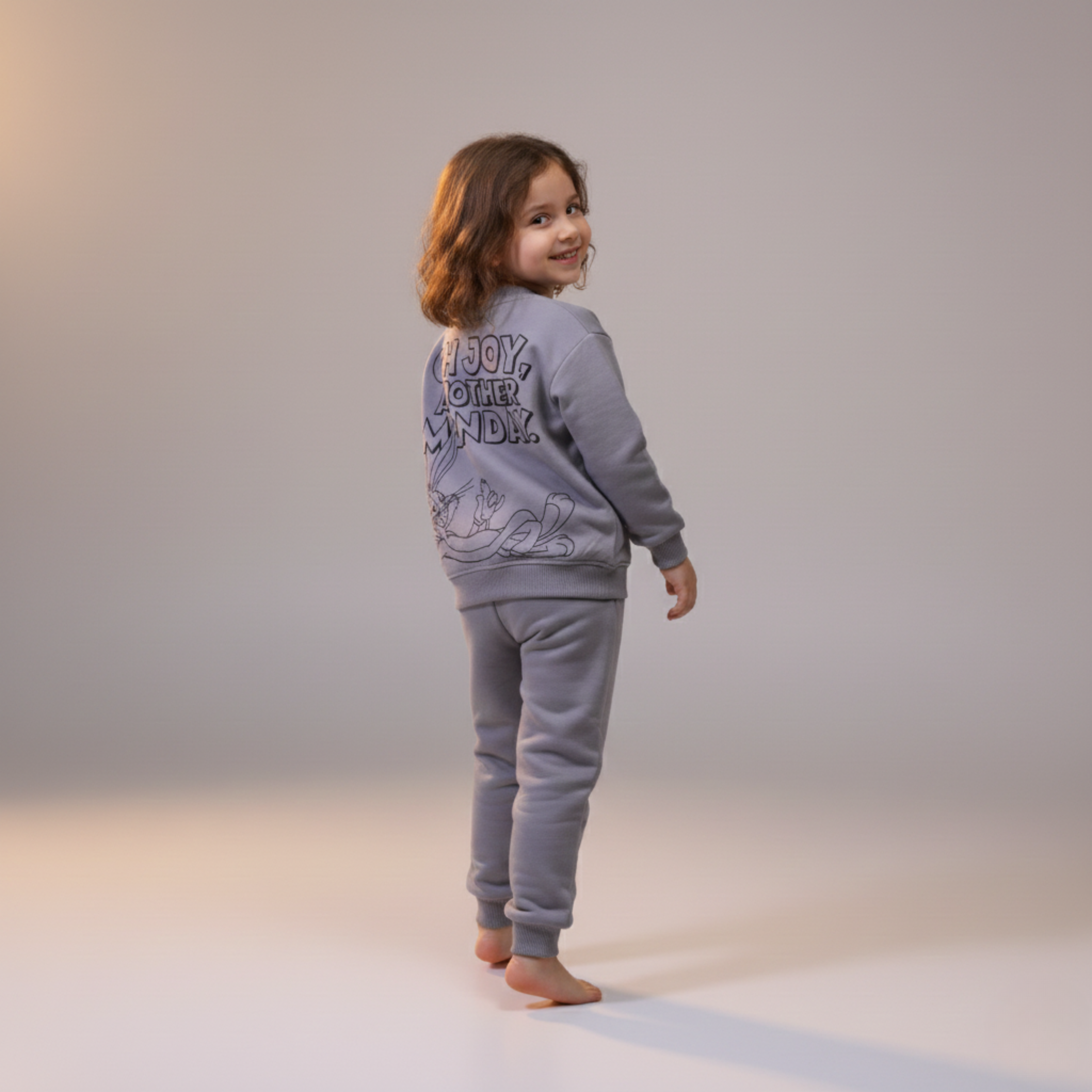 بيجامة كات ماري الوردية بأكمام طويلة (بنات)