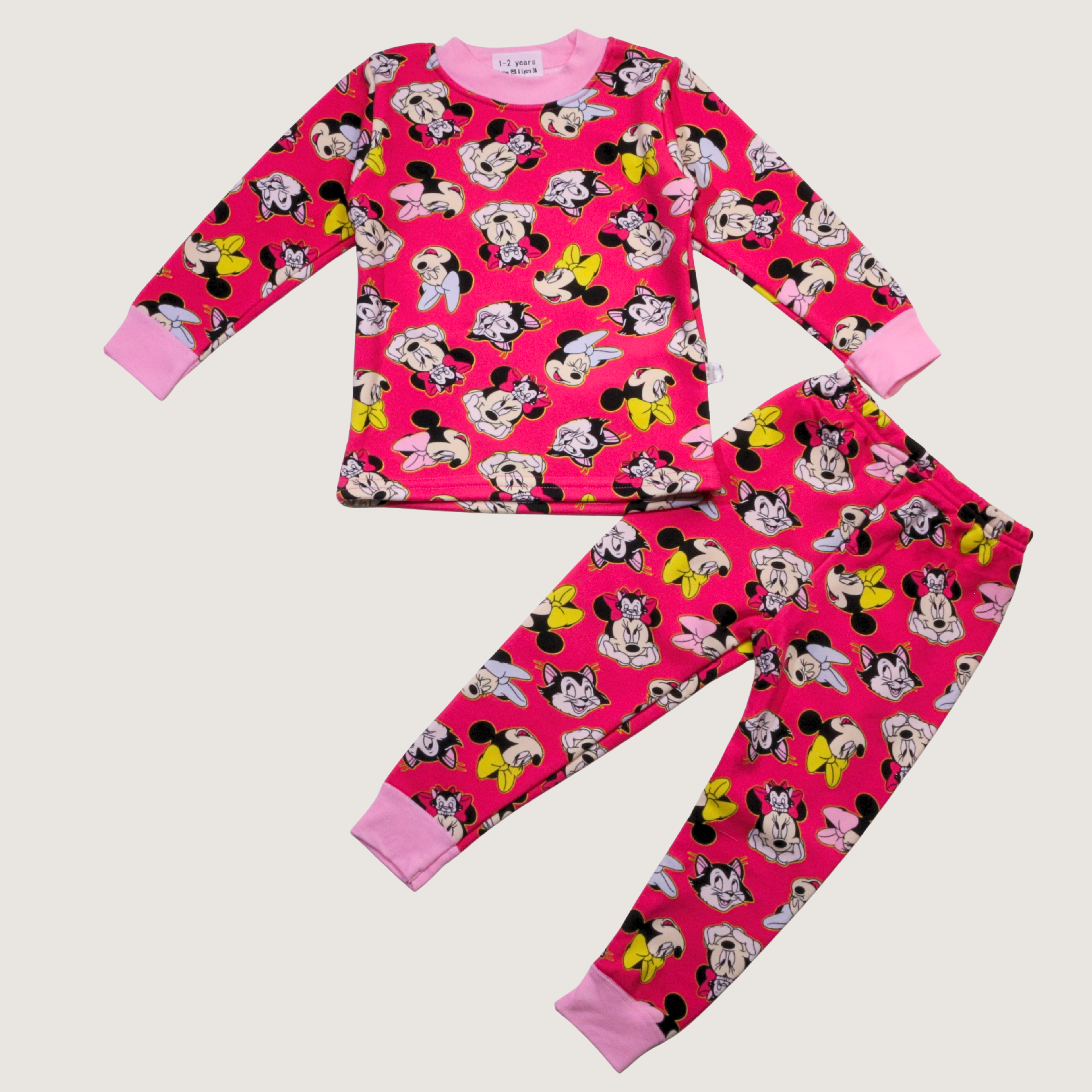 بيجامة كات ماري الوردية بأكمام طويلة (بنات)