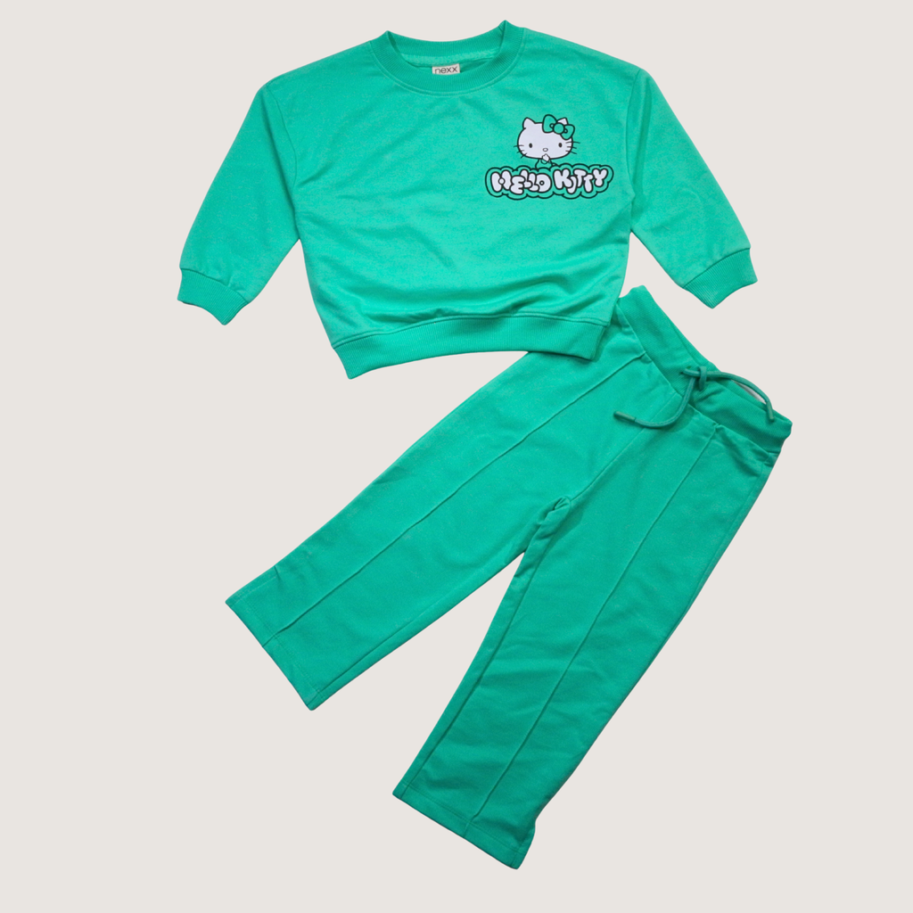 بيجامة كات ماري الوردية بأكمام طويلة (بنات)