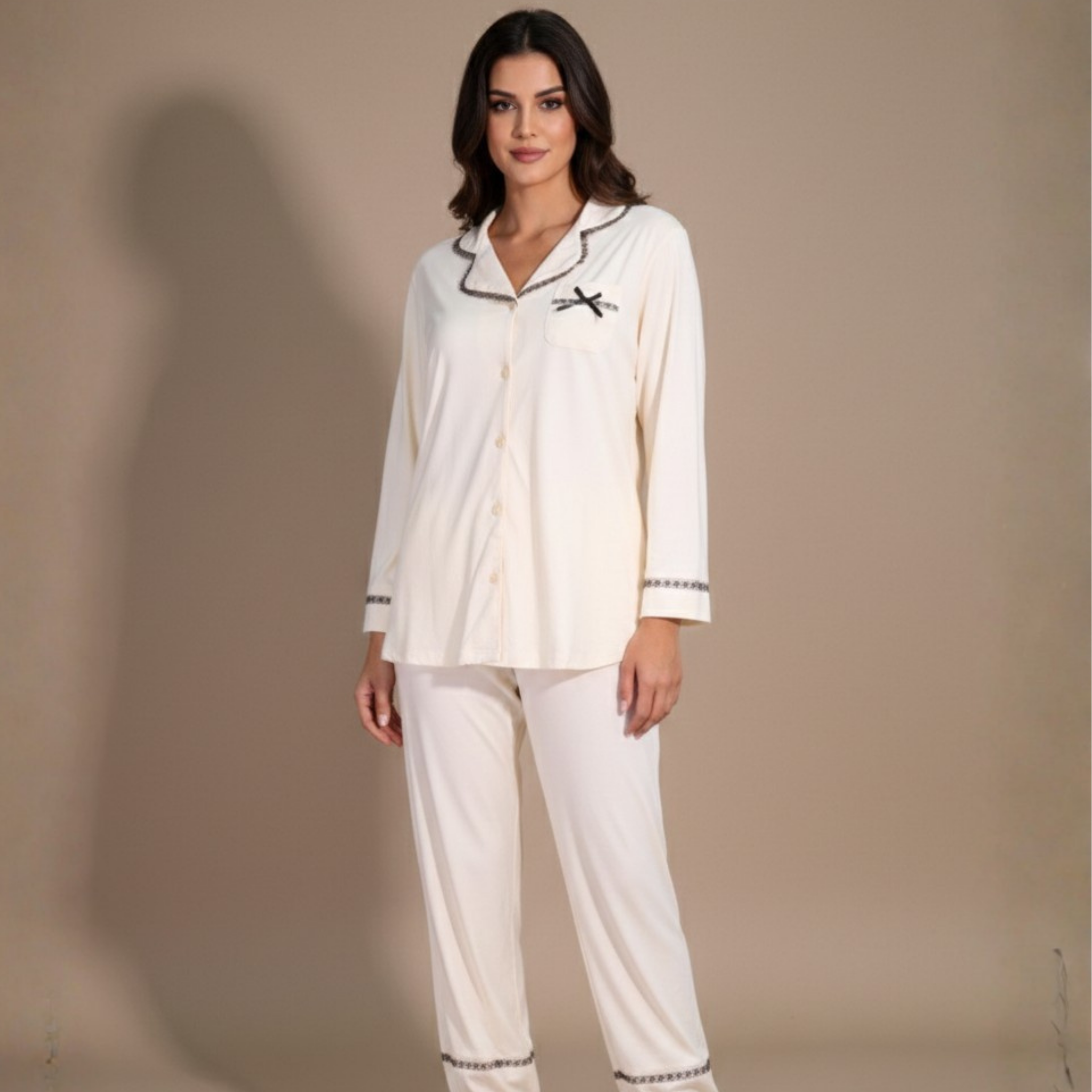 Womens Silk Pajama 2 Pcs Set 8016