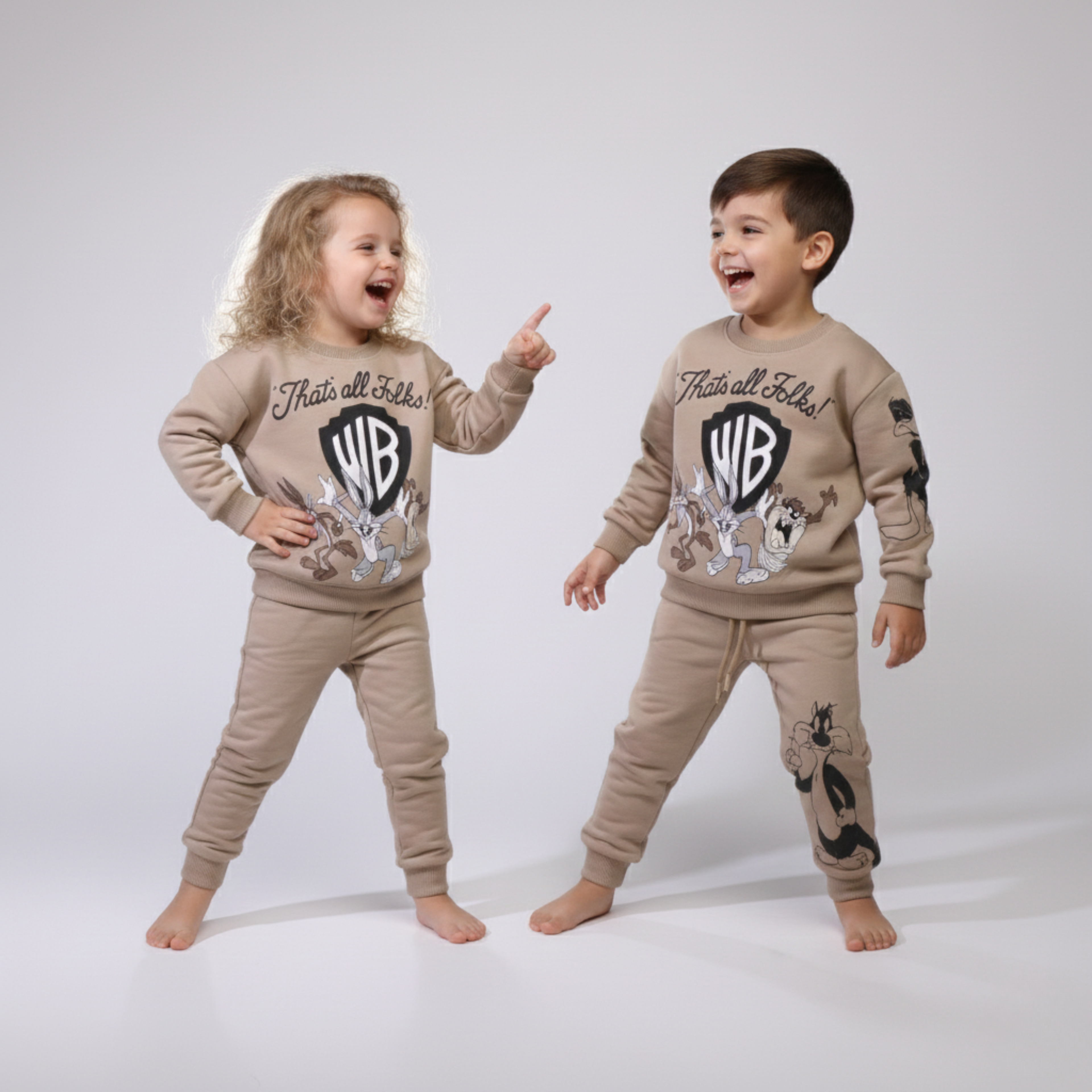 بيجامة كات ماري الوردية بأكمام طويلة (بنات)