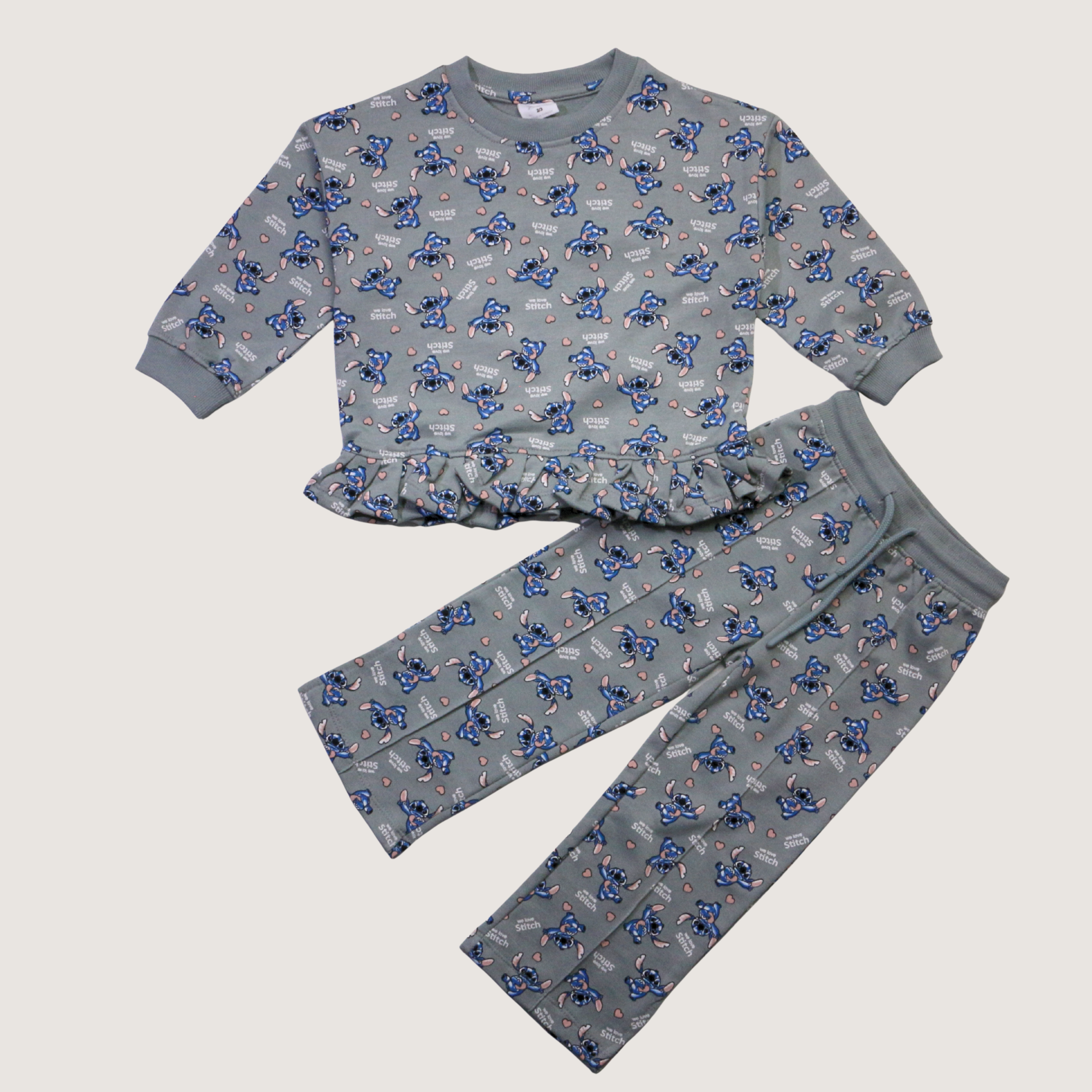 بيجامة كات ماري الوردية بأكمام طويلة (بنات)