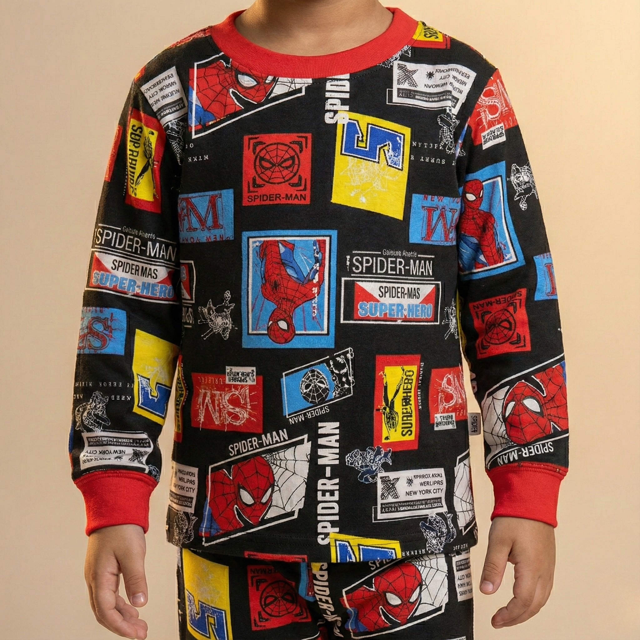 بيجامات سبايدرمان الحرارية بأكمام طويلة (للأولاد)