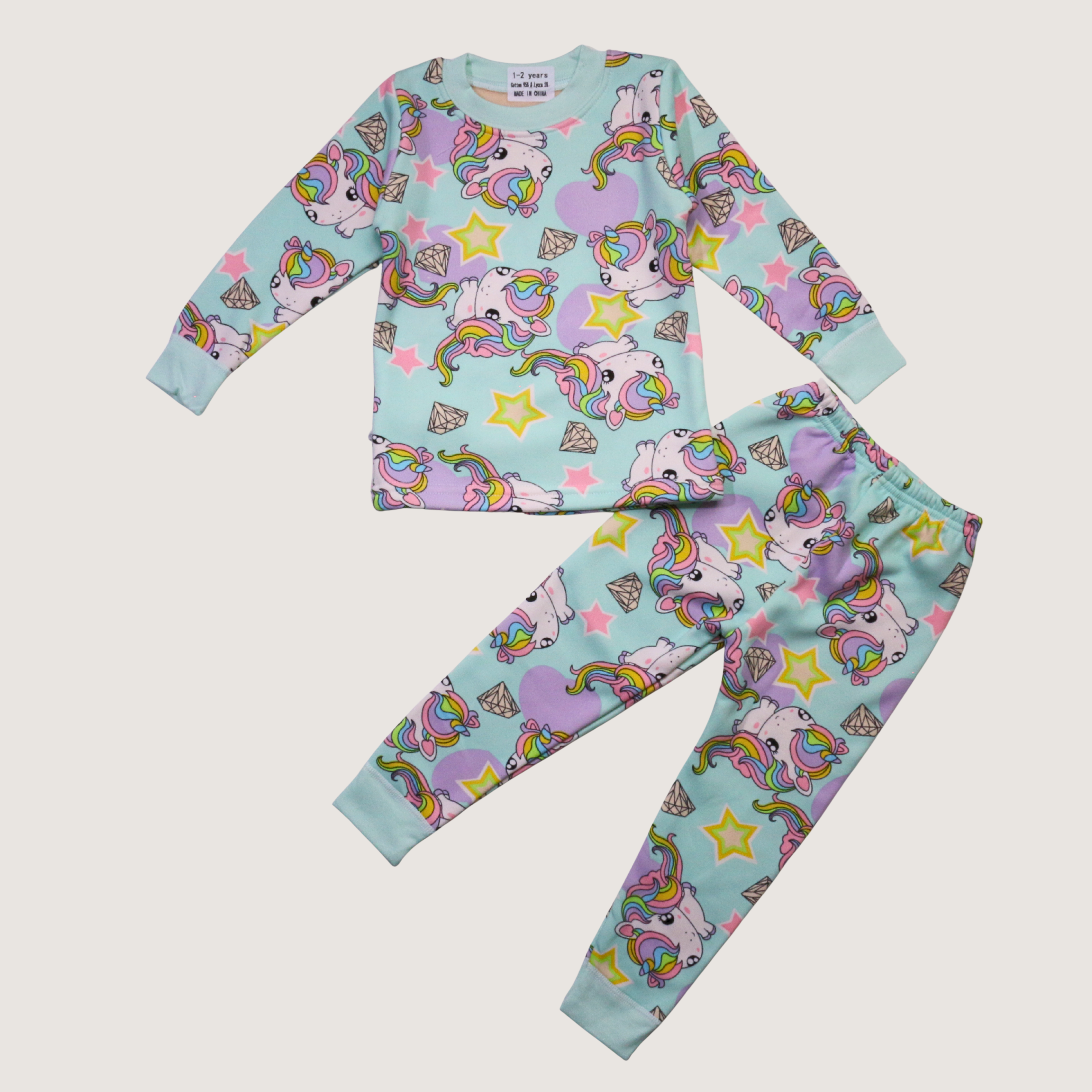 بيجامة كات ماري الوردية بأكمام طويلة (بنات)