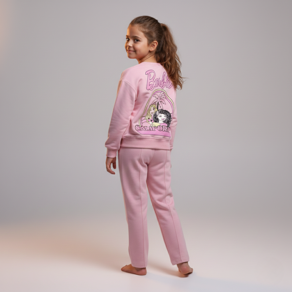 بيجامة كات ماري الوردية بأكمام طويلة (بنات)