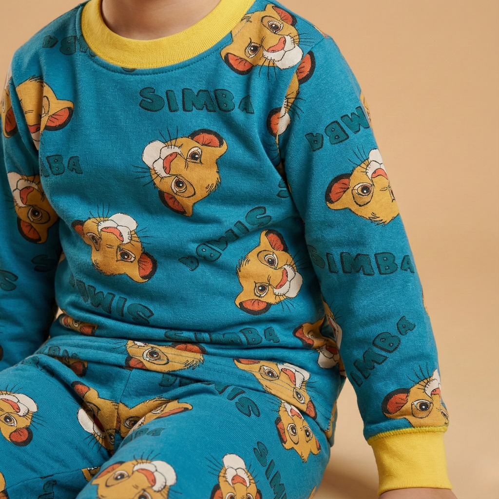 بيجاما سيمبا الحرارية بأكمام طويلة باللون الأزرق المخضر (للأولاد)