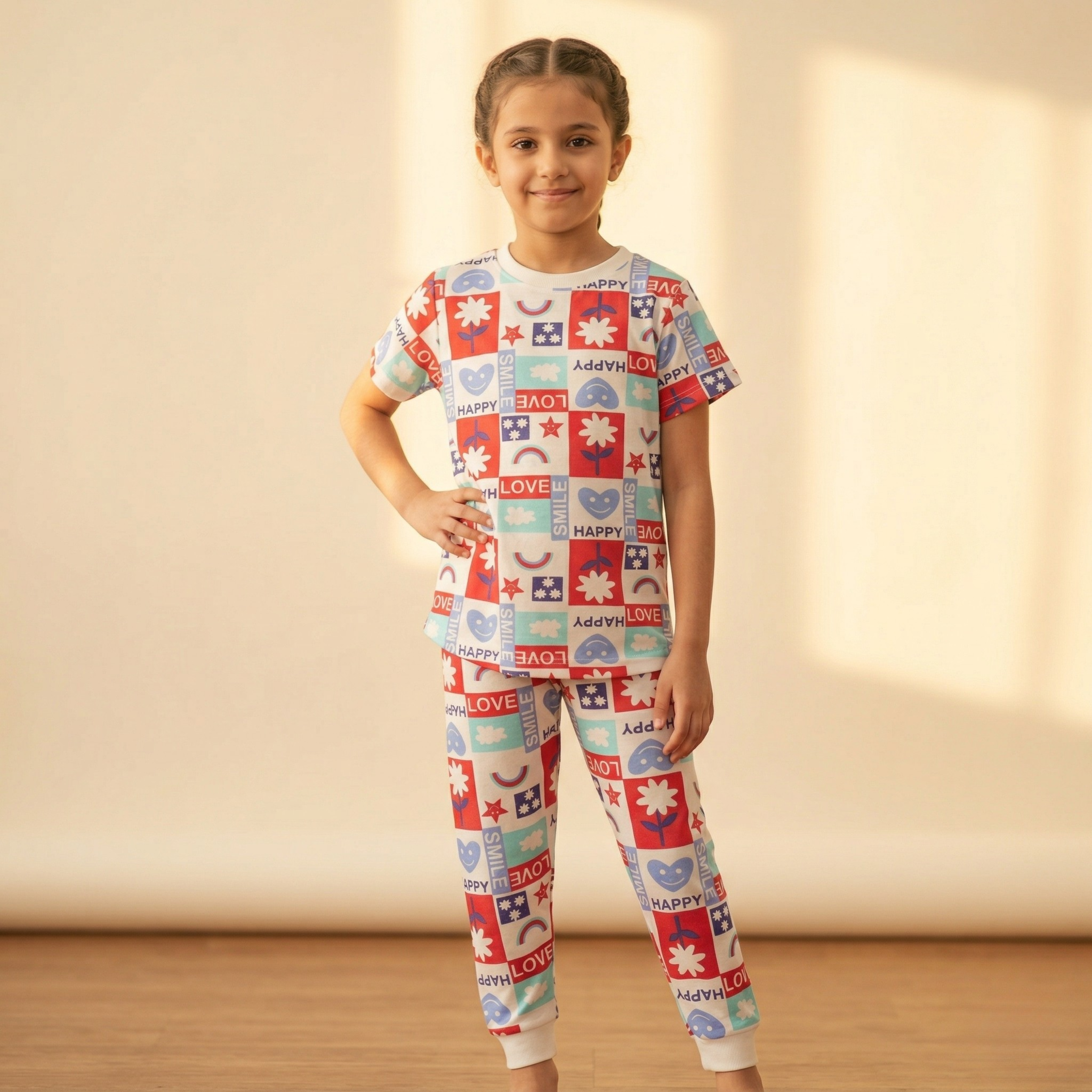 Happy White L/S Pajamas (Unisex)