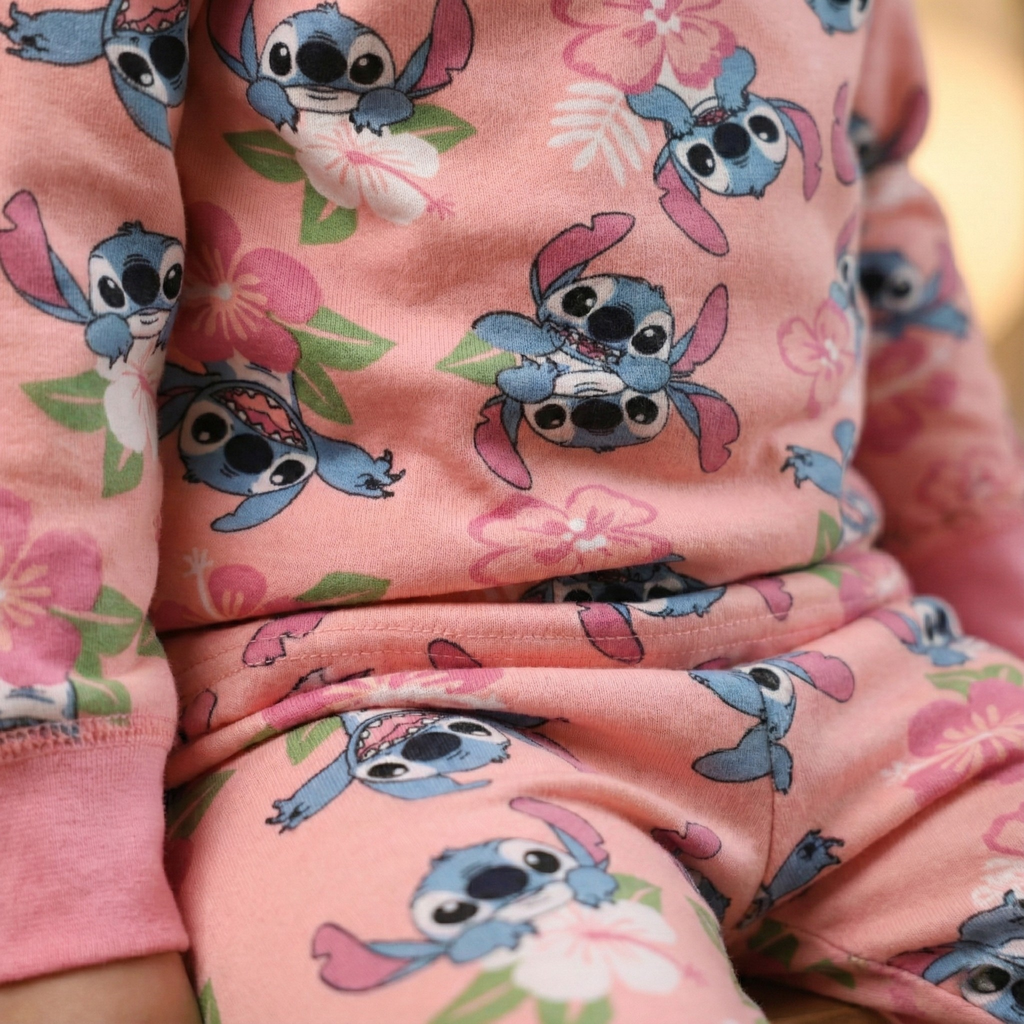 بيجاما قطنية طويلة الأكمام مزينة بنقشة زهور (بنات)