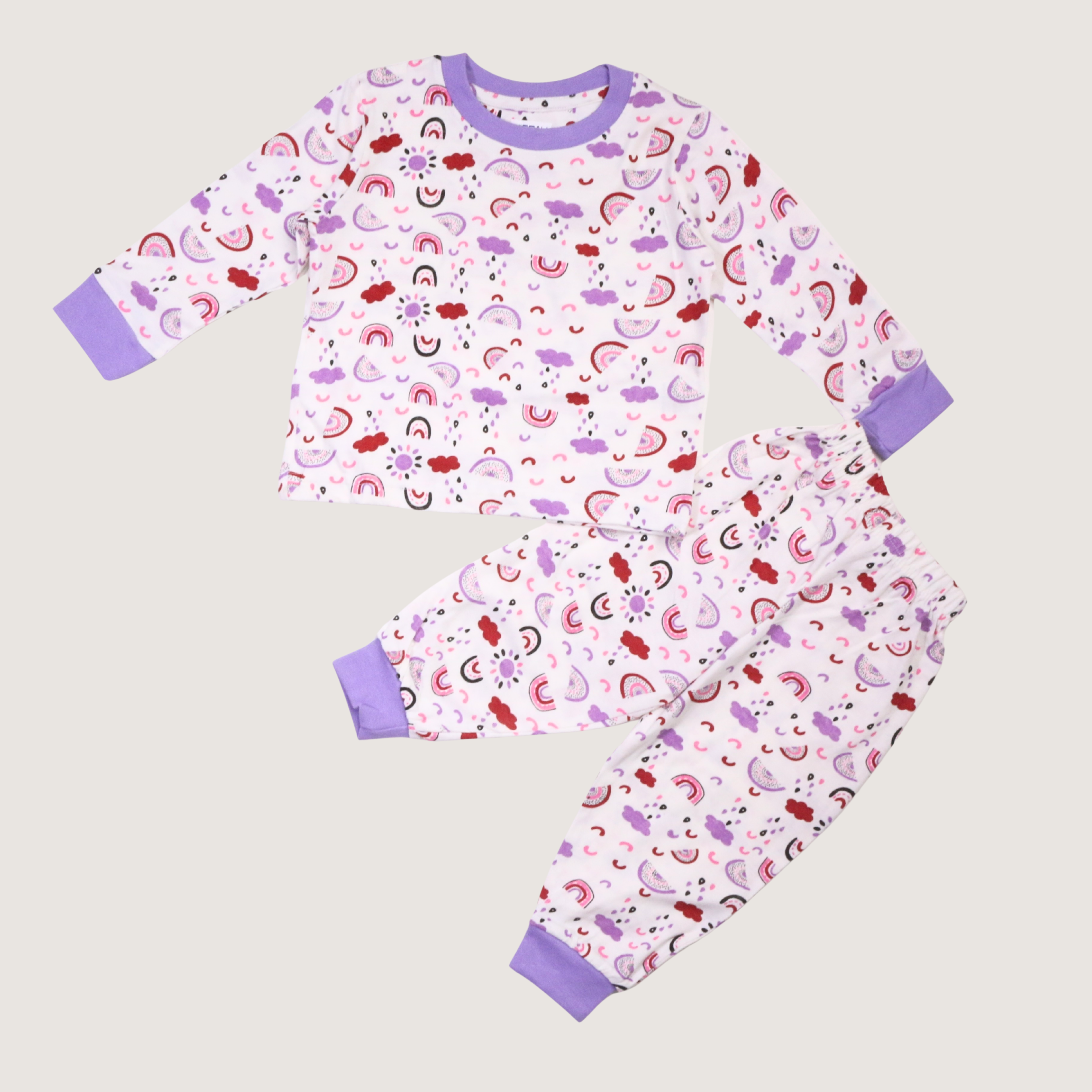 MISBAH - Rainbow Purple Long-Sleeves Pajamas (Girls)