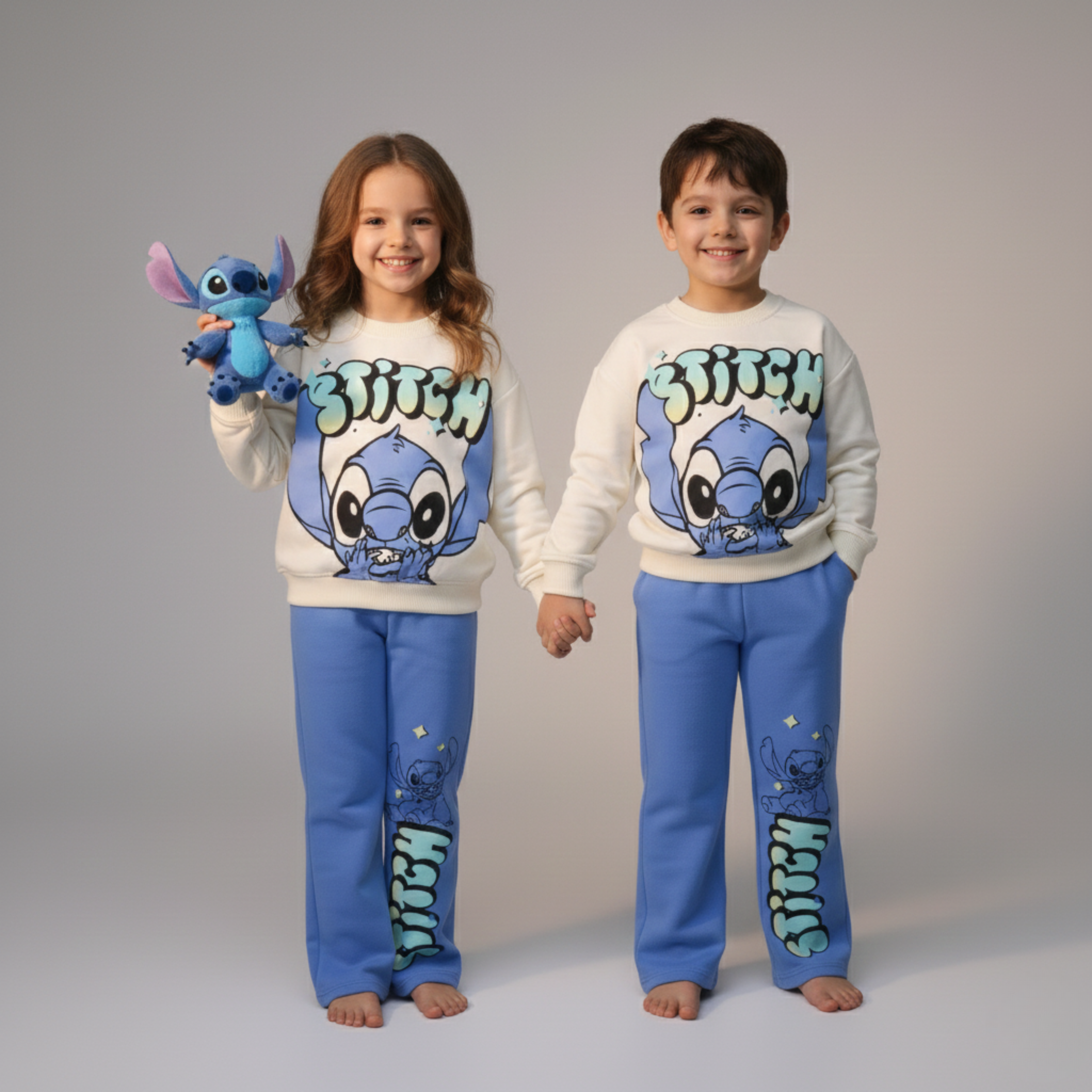 بيجامة كات ماري الوردية بأكمام طويلة (بنات)