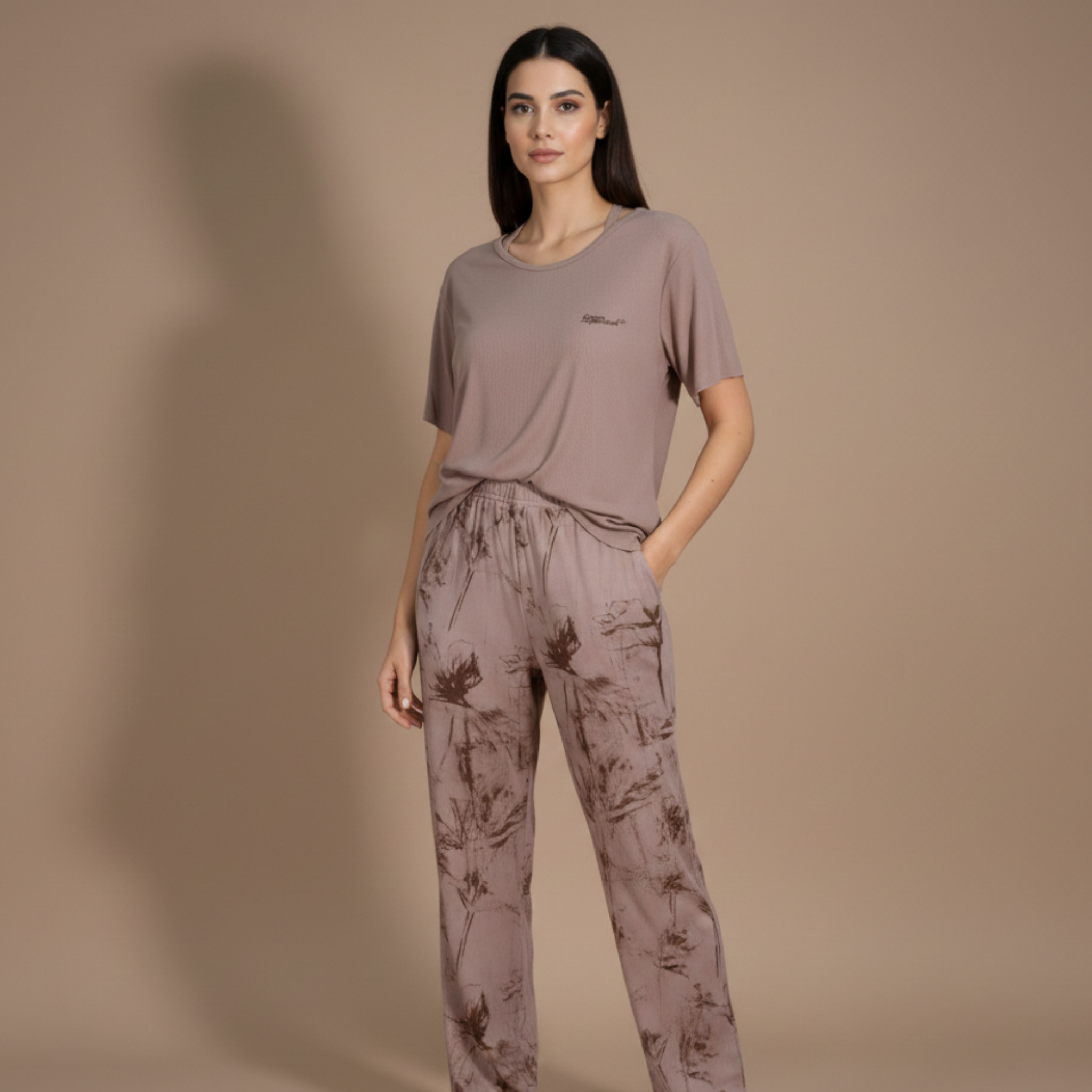 Womens Silk Pajama 2 Pcs Set 8125