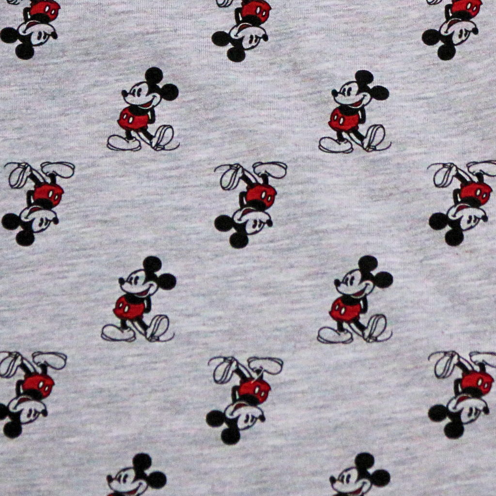 Pattern of cartoon characters on a gray background