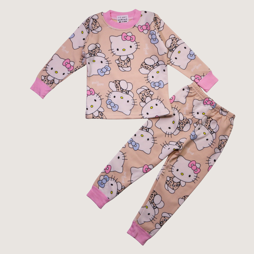Hello Kitty Cream Pink Long-Sleeves Pajamas (Girls)