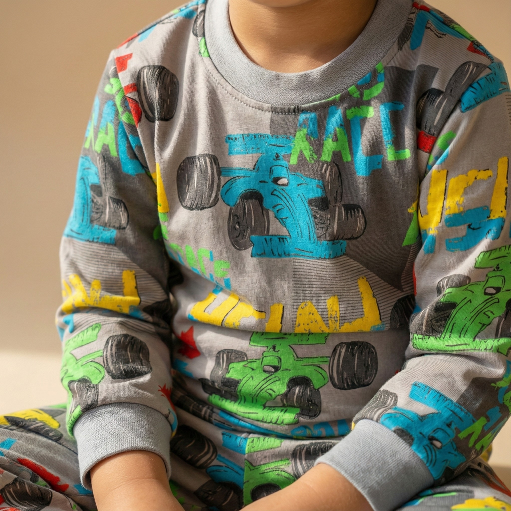 بيجاما رمادية حرارية بأكمام طويلة (للأولاد)