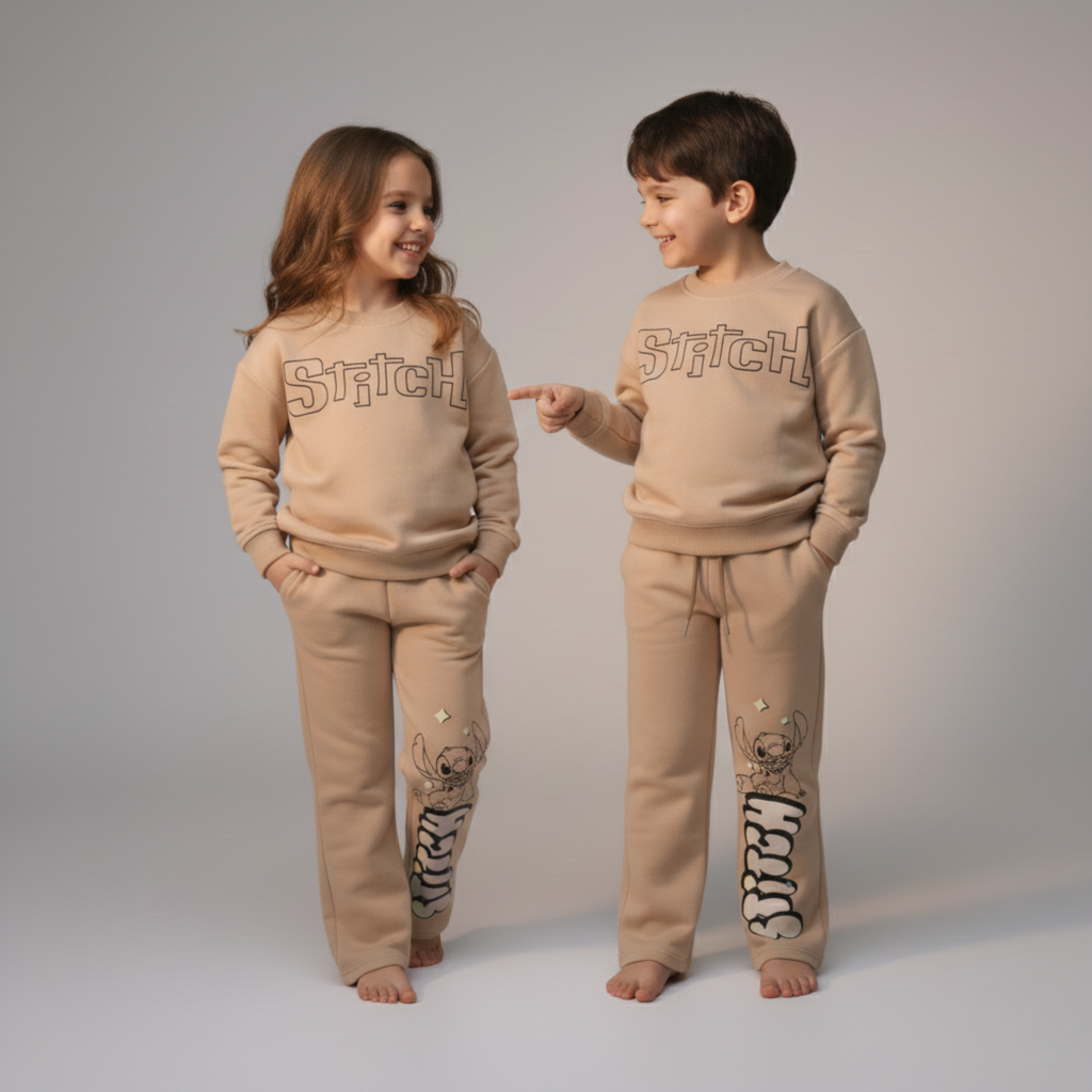 Stitch Tan Long-Sleeves Pajamas (Unisex)