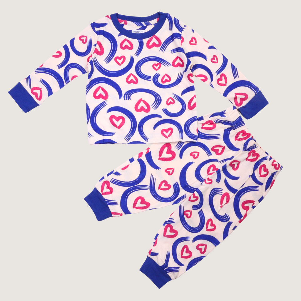 MISBAH - Heart Lines Cream Long-Sleeves Pajamas (Girls)