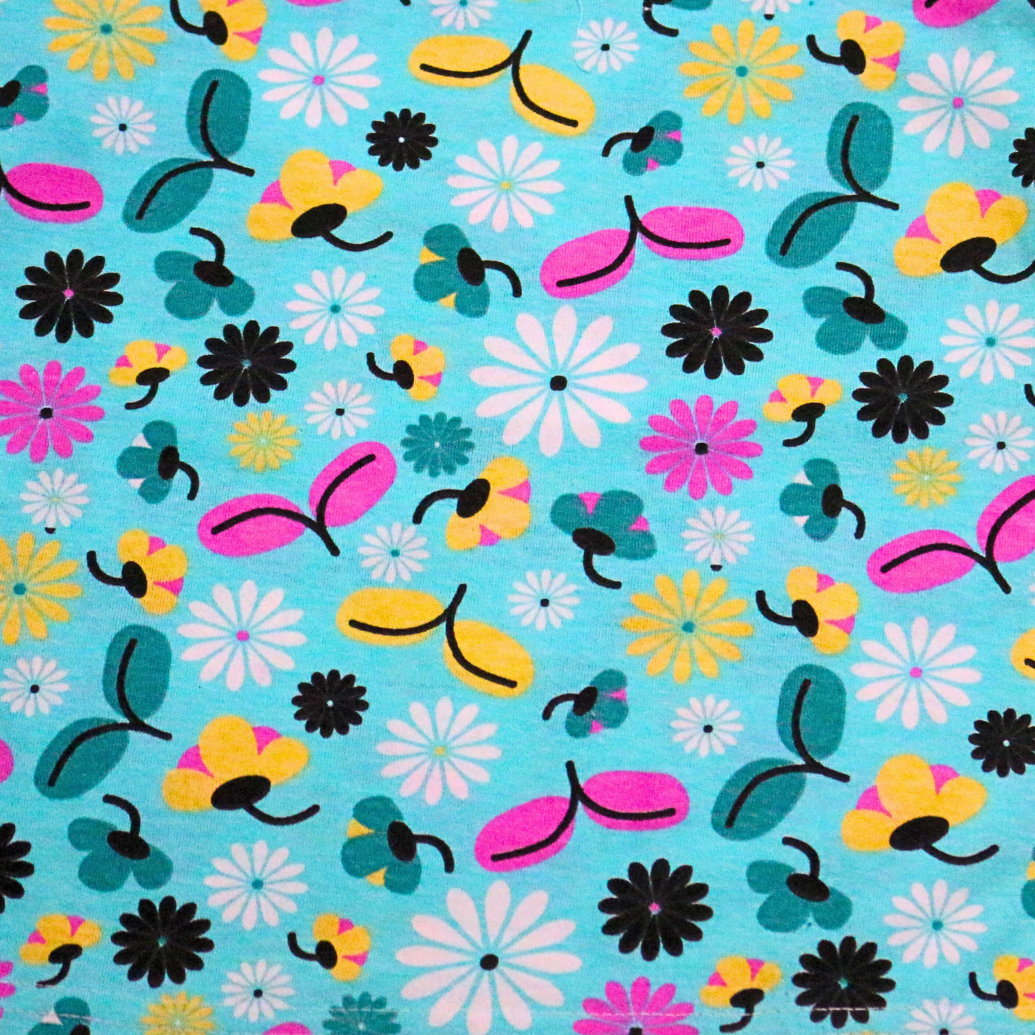 Colorful floral pattern on a blue background