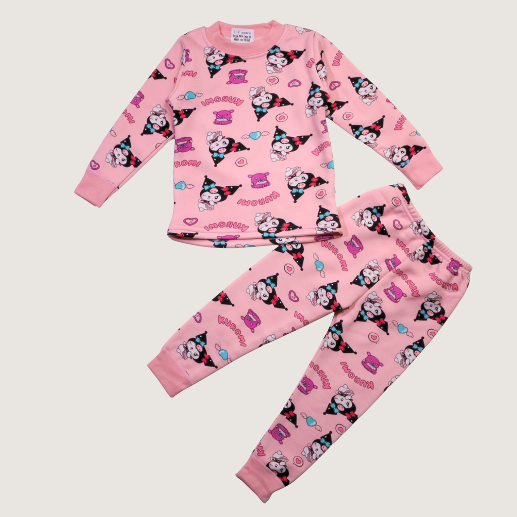 بيجامة كات ماري الوردية بأكمام طويلة (بنات)