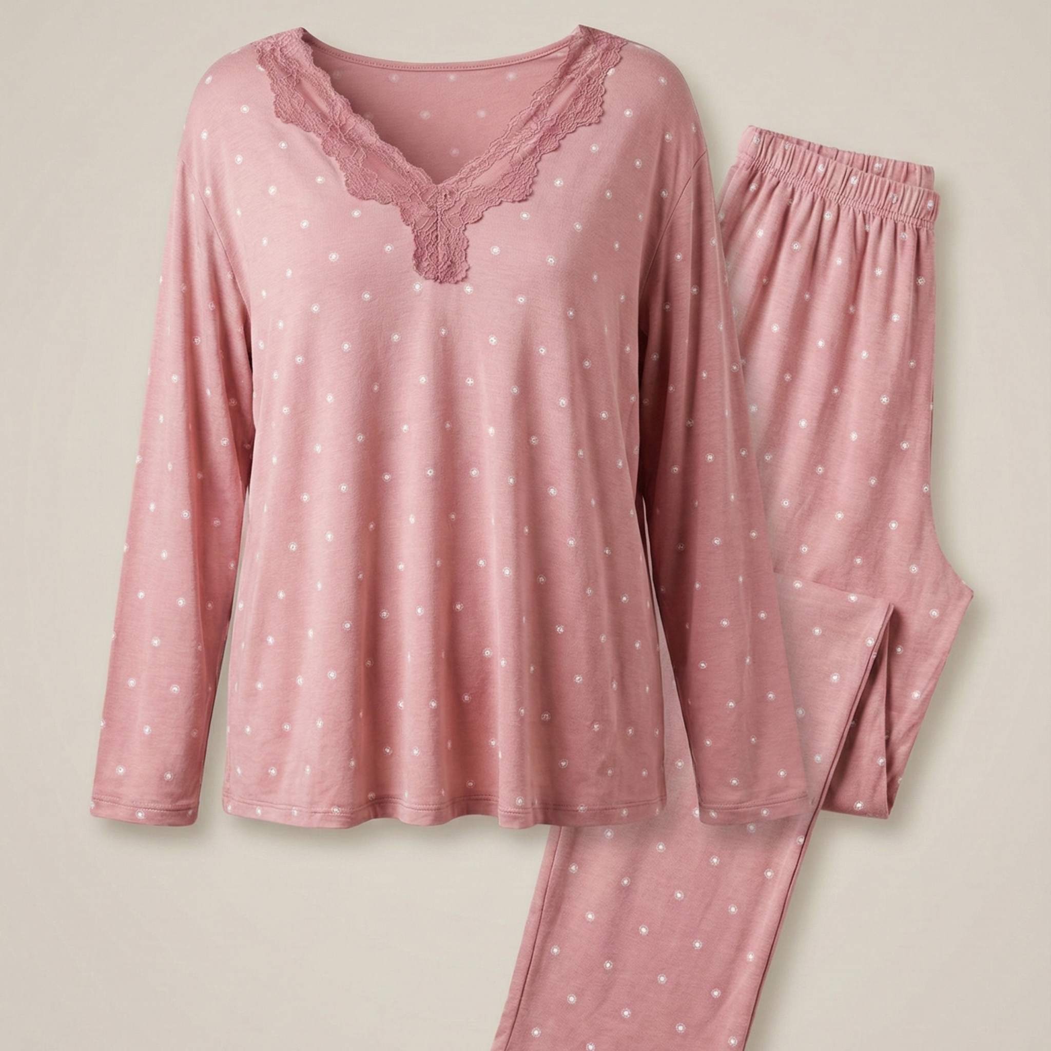 Womens Silk Pajama 2 Pcs Set 8054
