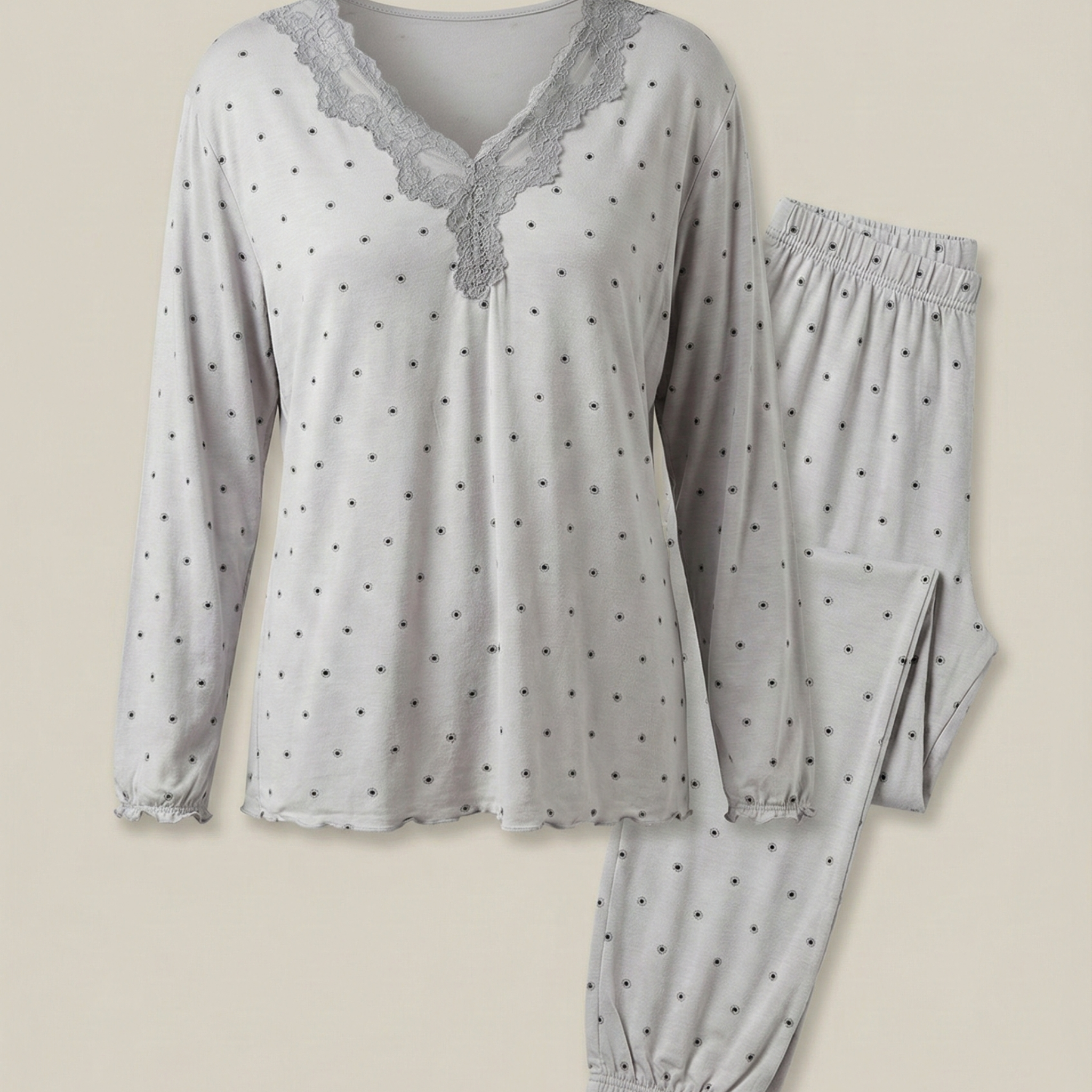 Womens Silk Pajama 2 Pcs Set 8054