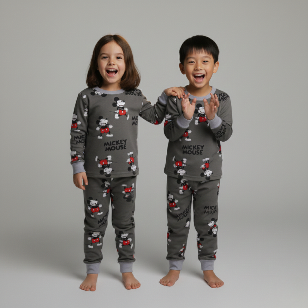 بيجامة كات ماري الوردية بأكمام طويلة (بنات)