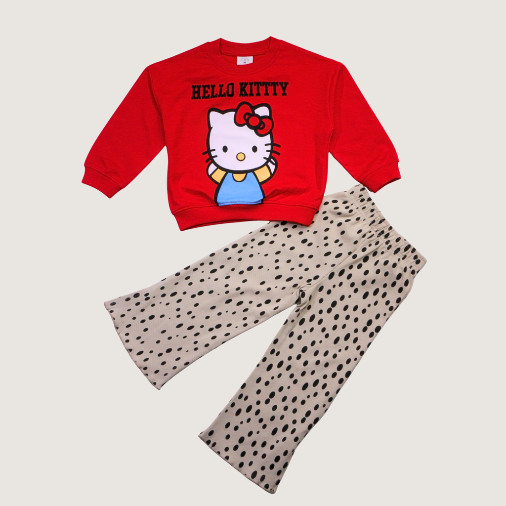 بيجامة كات ماري الوردية بأكمام طويلة (بنات)