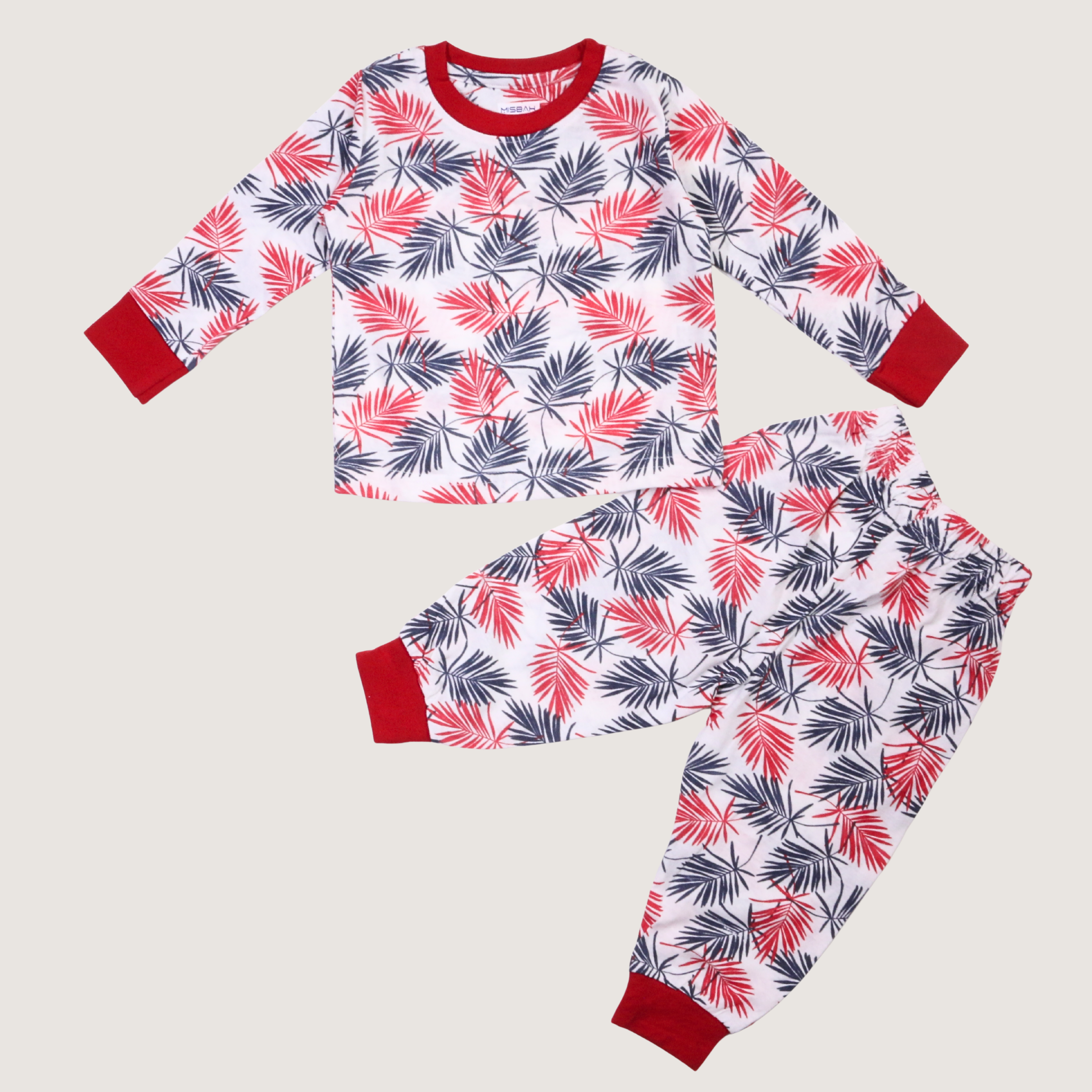 MISBAH - Red Blue Flowers Long-Sleeves Pajamas (Girls)