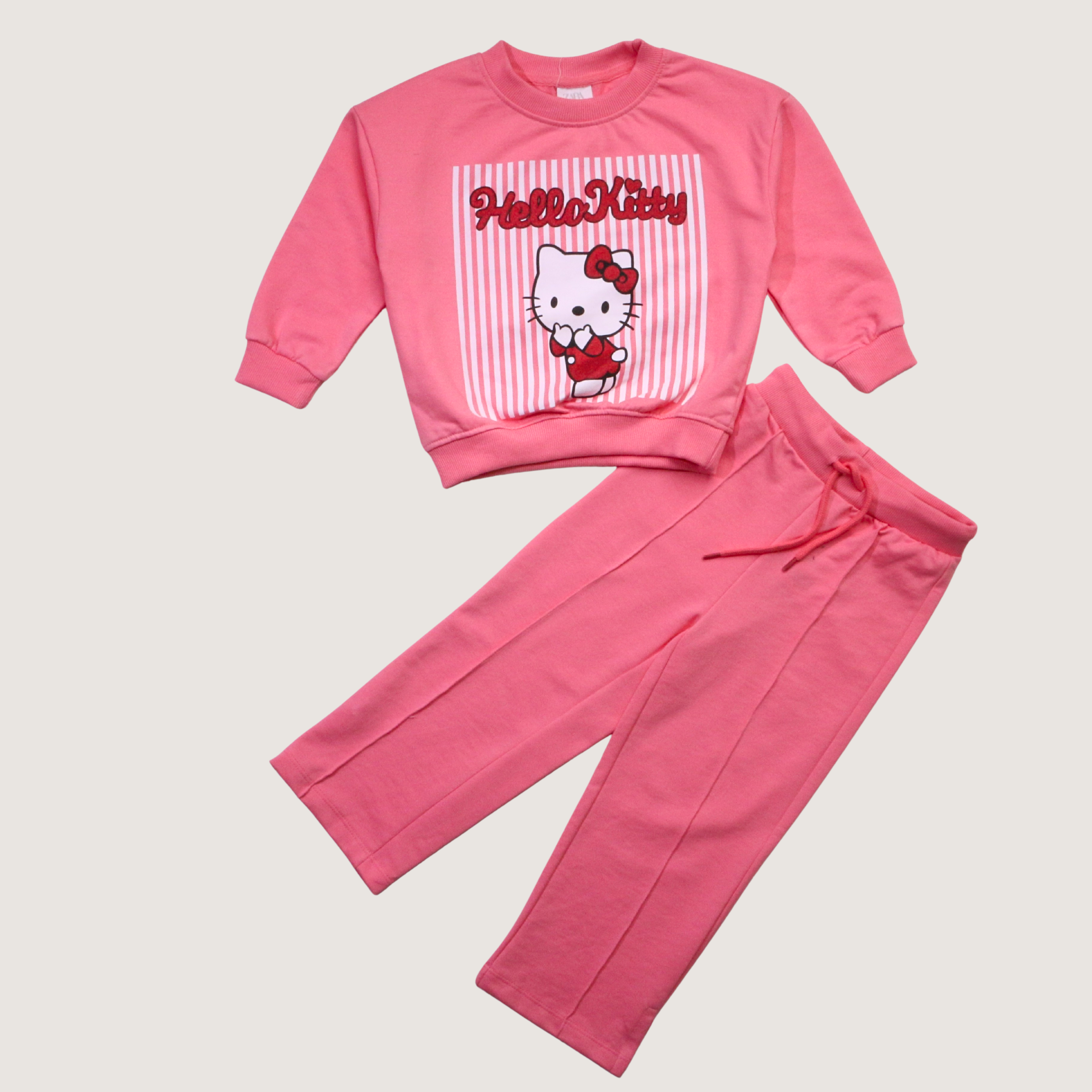 بيجامة كات ماري الوردية بأكمام طويلة (بنات)