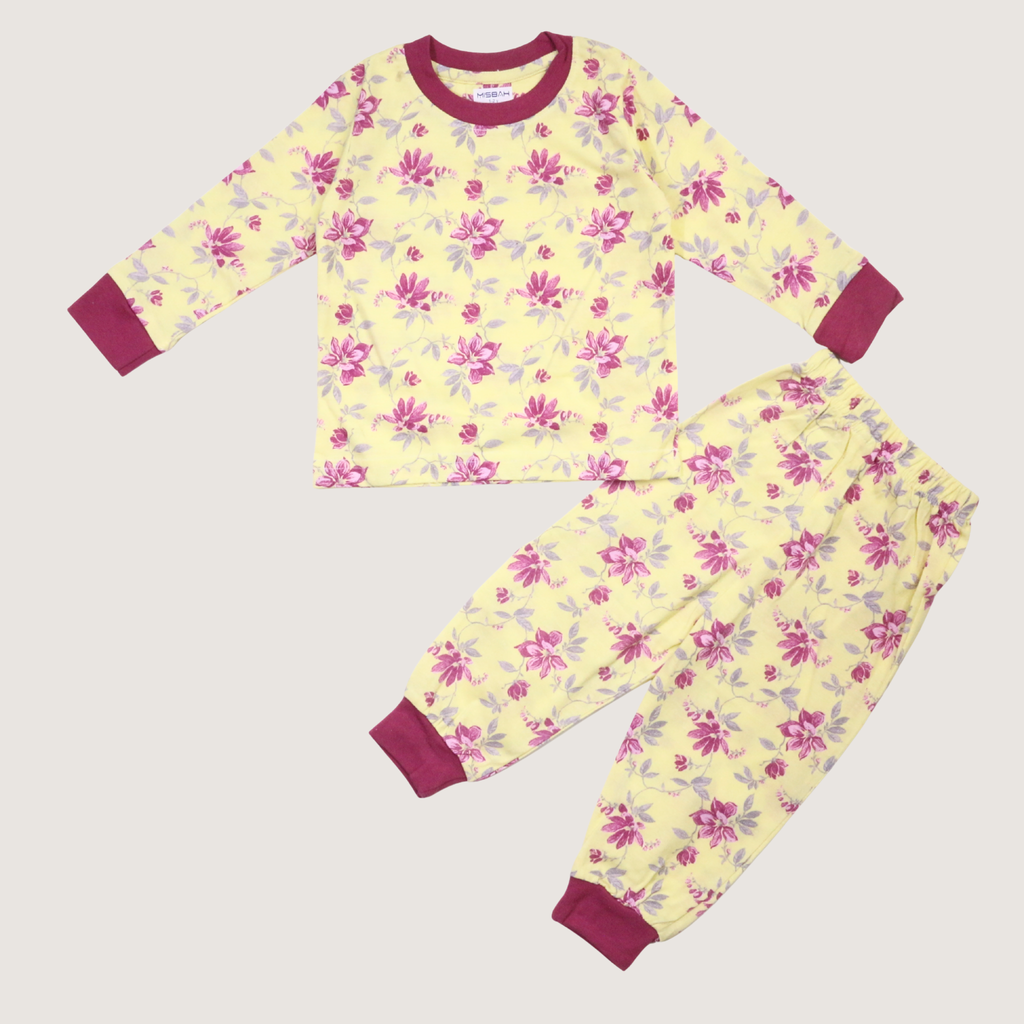 MISBAH - Flower Yellow Long-Sleeves Pajamas (Girls)