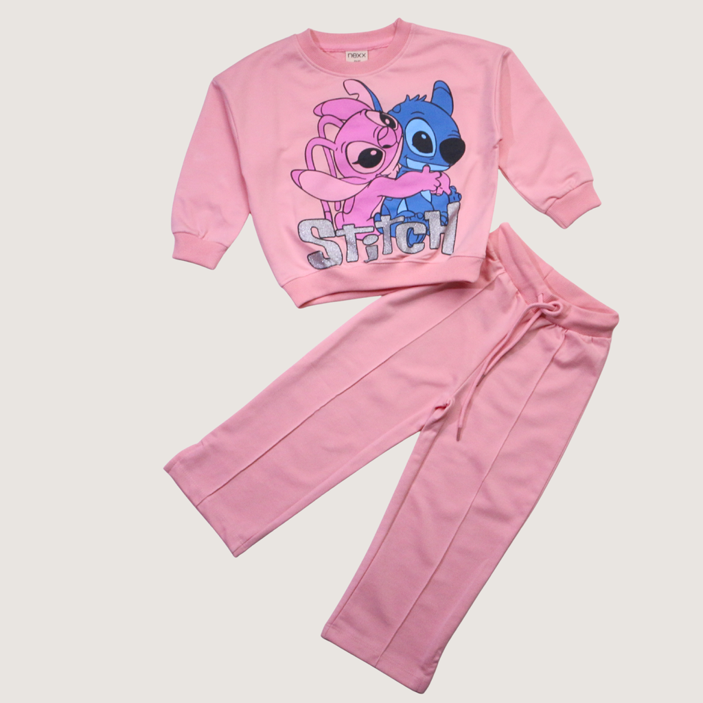 بيجامة كات ماري الوردية بأكمام طويلة (بنات)