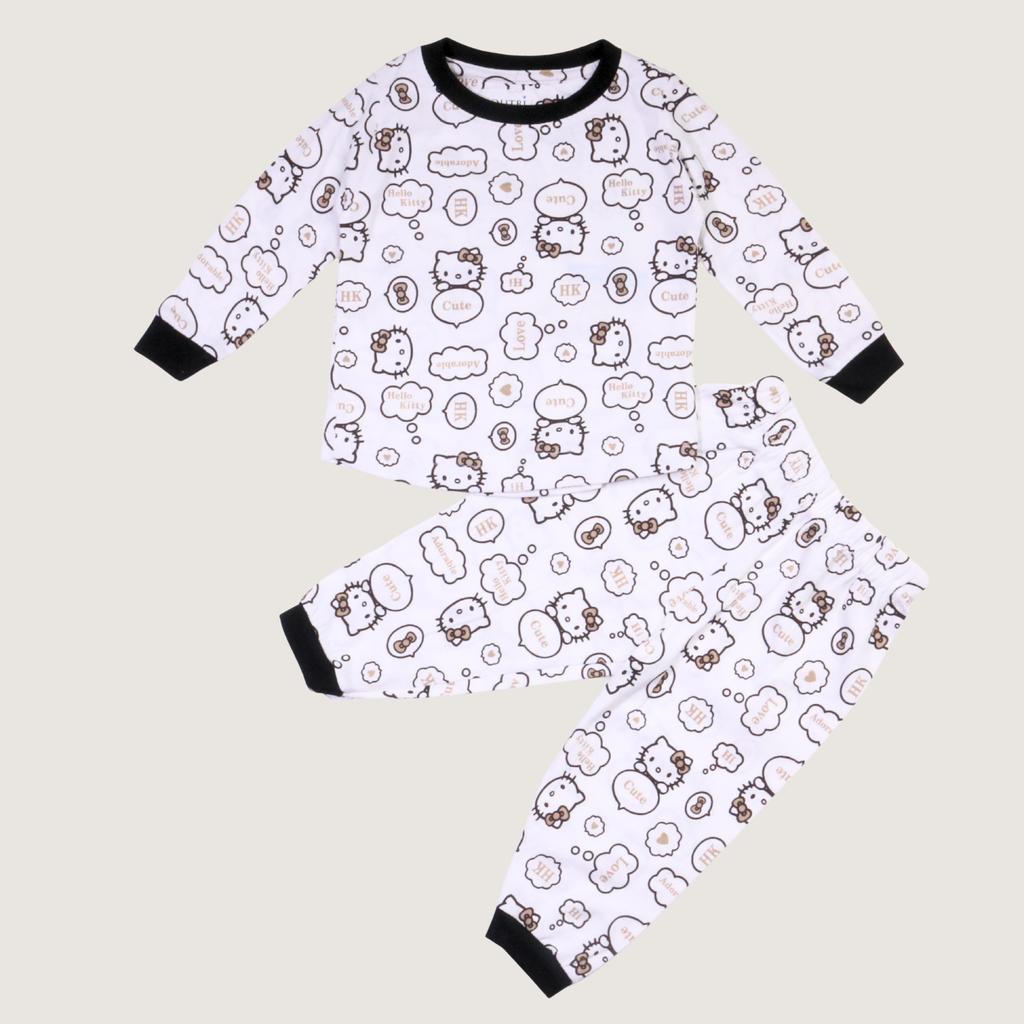 بيجامة كات ماري الوردية بأكمام طويلة (بنات)