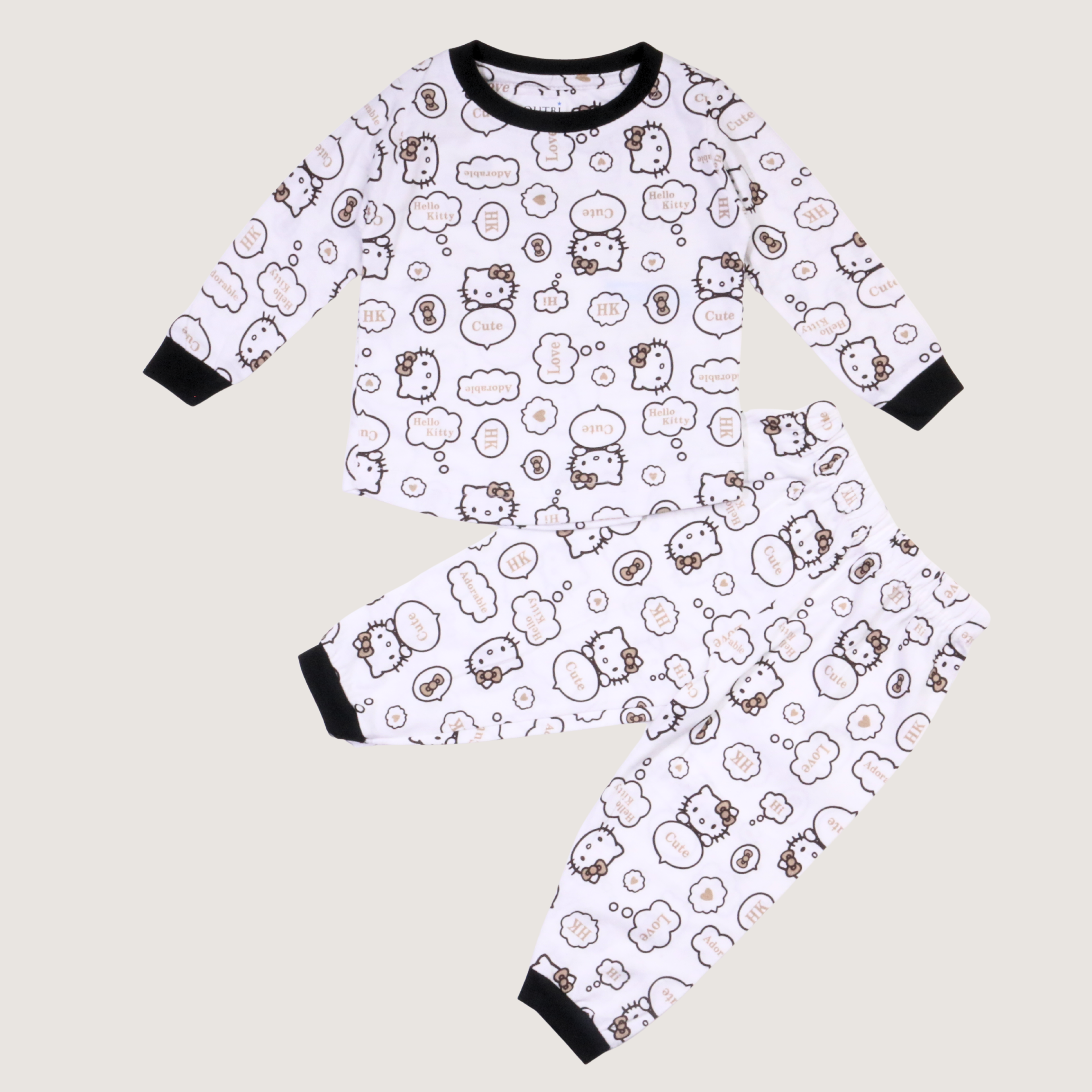 بيجامة كات ماري الوردية بأكمام طويلة (بنات)