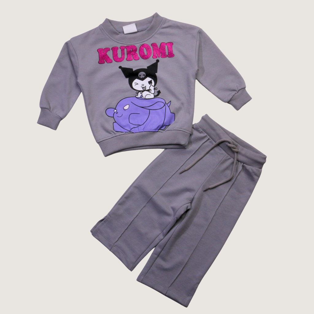 Kuromi Gray Long-Sleeves Pajamas (Girls)