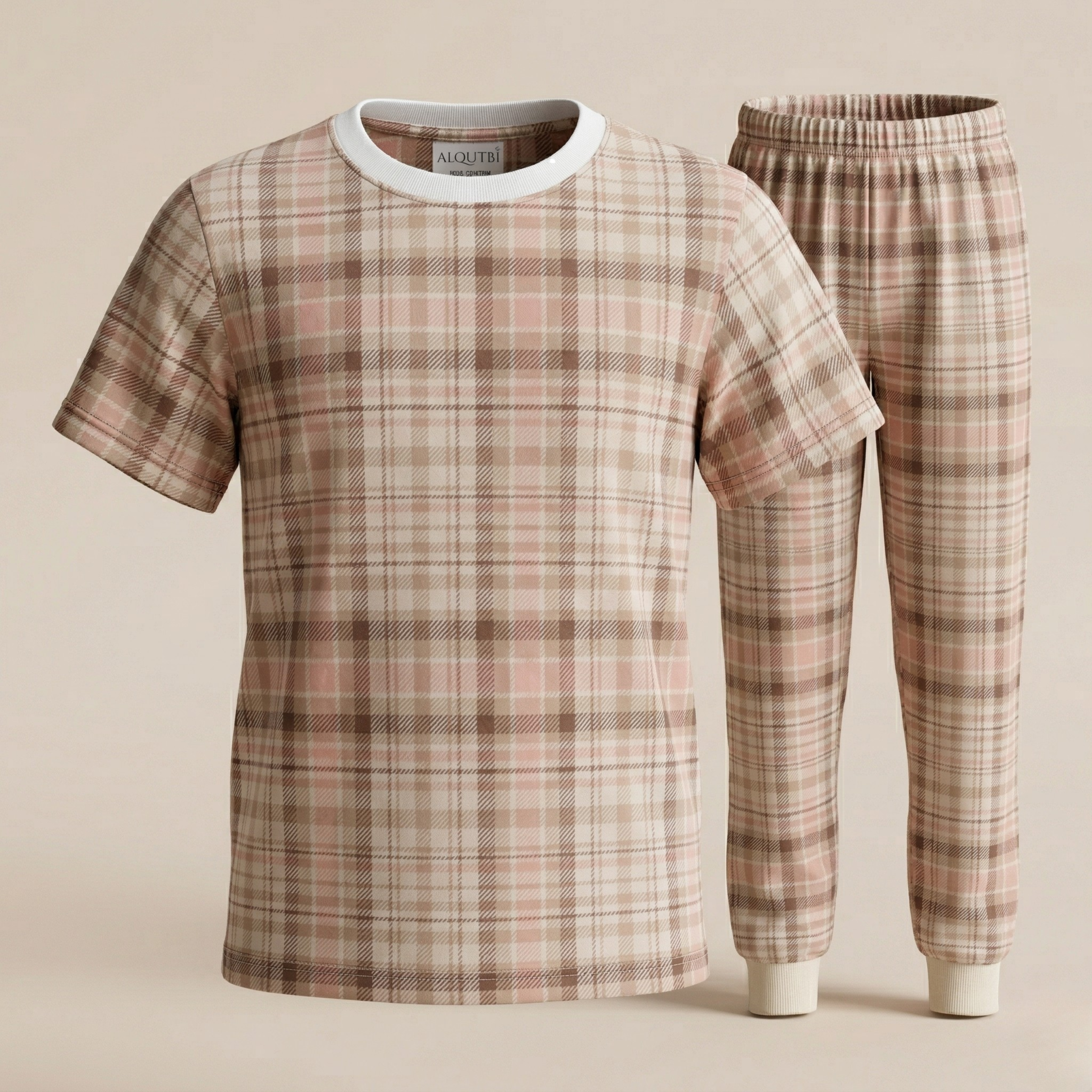 Checks Beige L/S Pajamas (Girls)