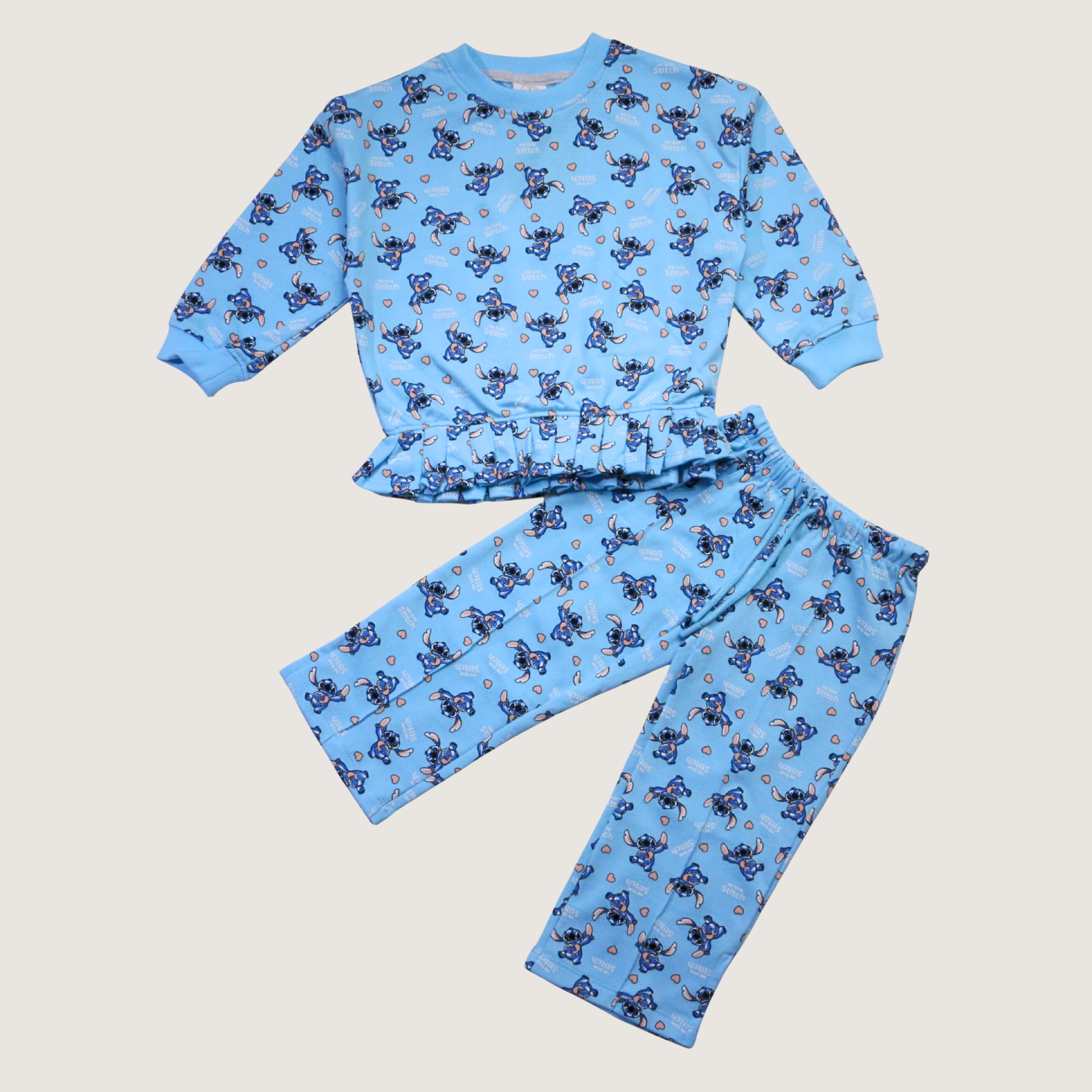 بيجامة كات ماري الوردية بأكمام طويلة (بنات)