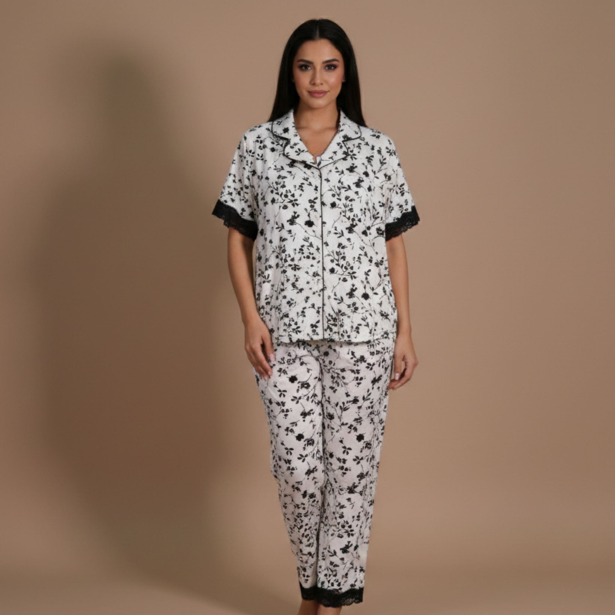 Womens Silk Pajama 2 Pcs Set 8011