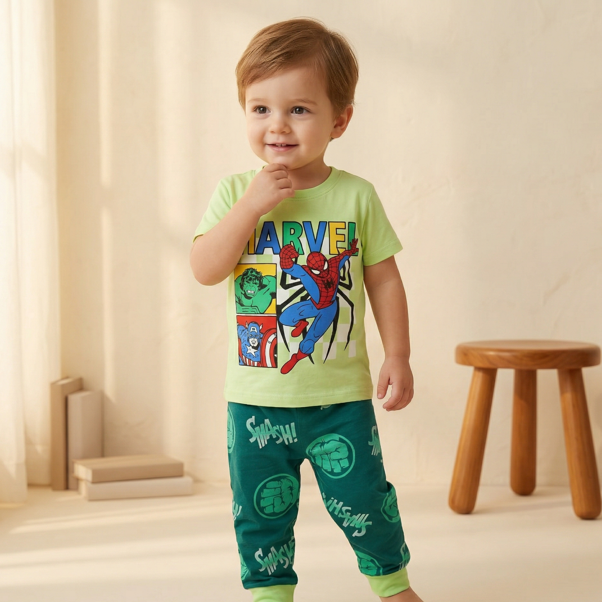 Marvel Green Kids H\S Pajamas
