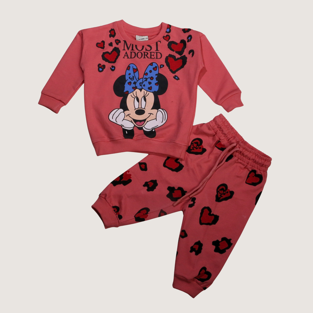 بيجامة كات ماري الوردية بأكمام طويلة (بنات)