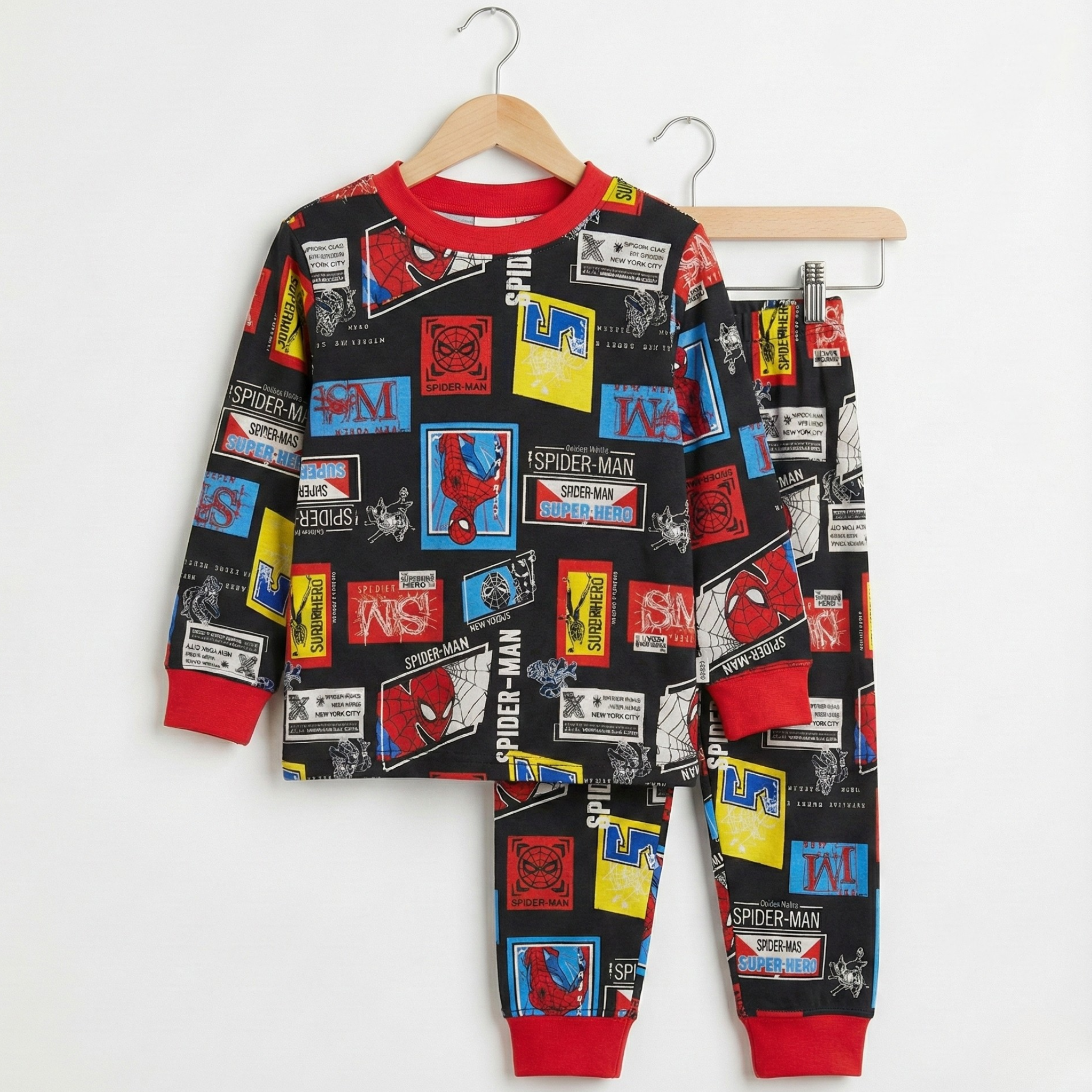 بيجامات سبايدرمان الحرارية بأكمام طويلة (للأولاد)