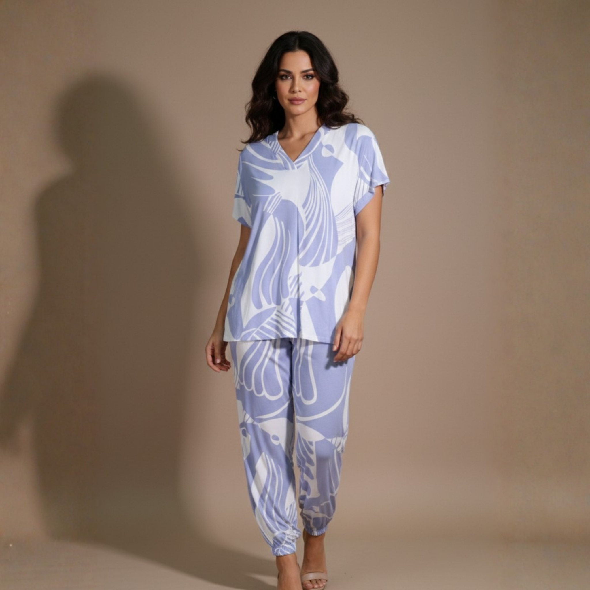 Womens Silk Pajama 2 Pcs Set 8038