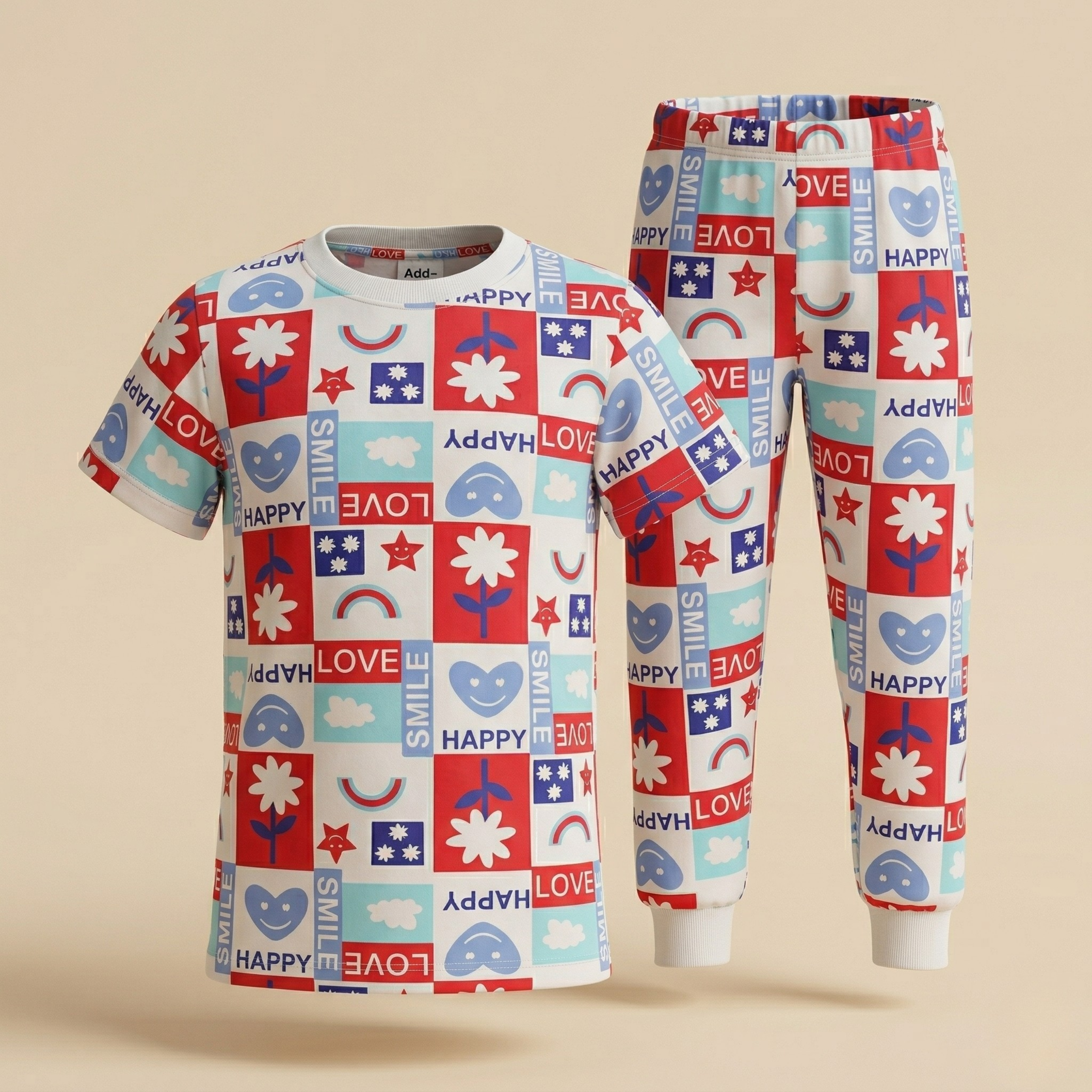 Happy White L/S Pajamas (Unisex)