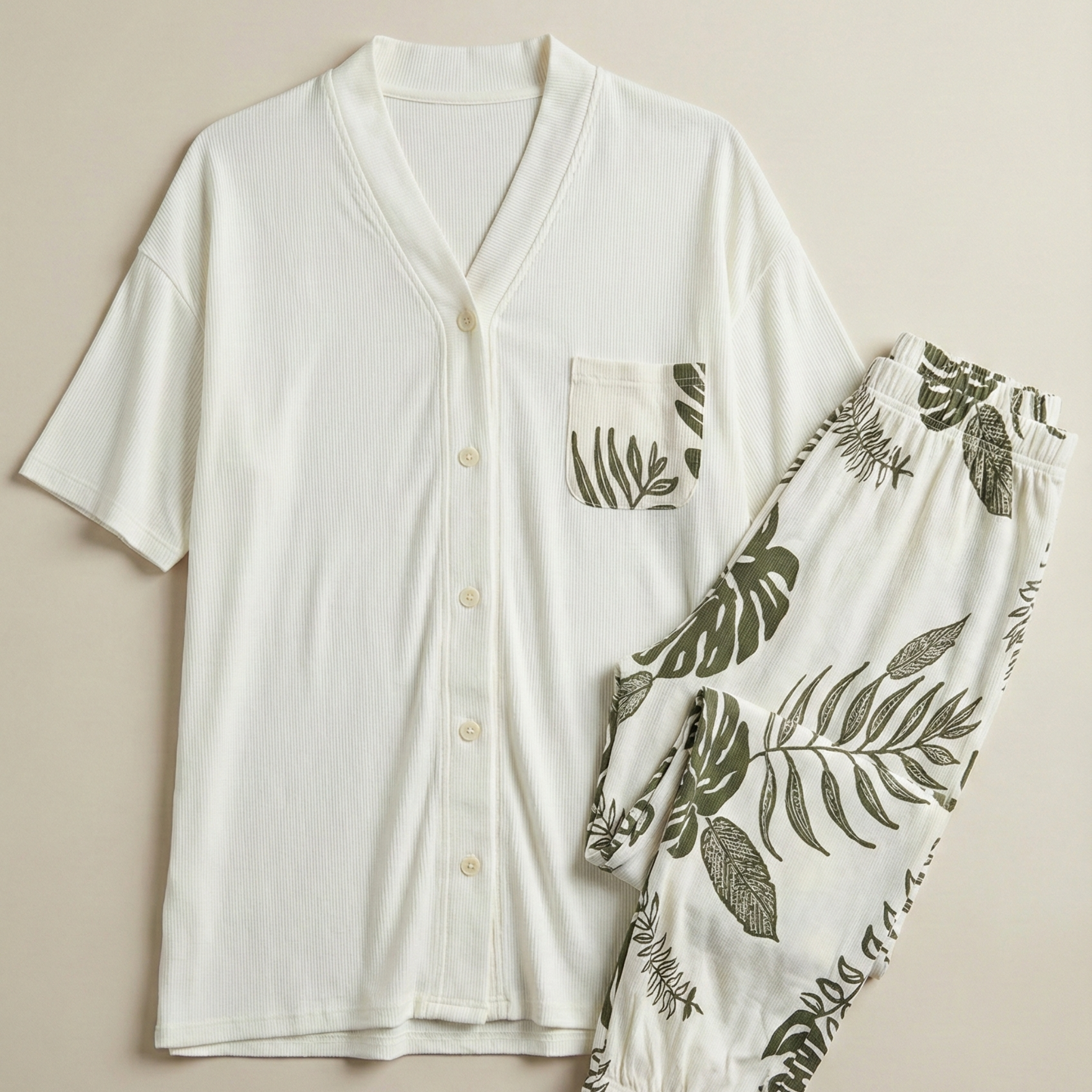 Womens Silk Pajama 2 Pcs Set 8120