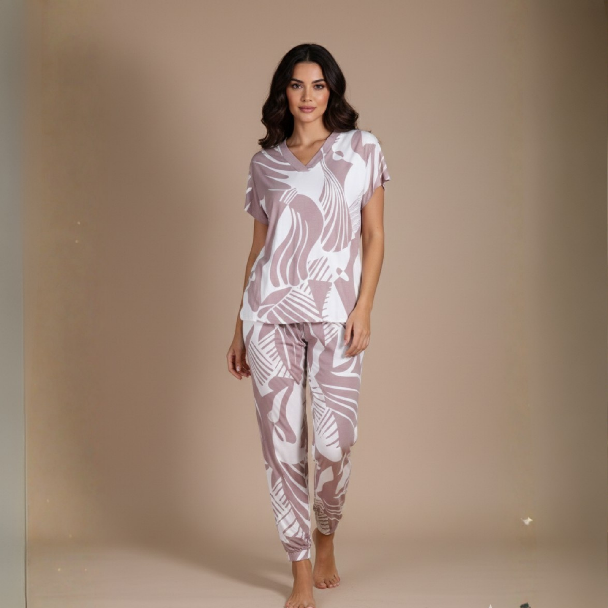 Womens Silk Pajama 2 Pcs Set 8038