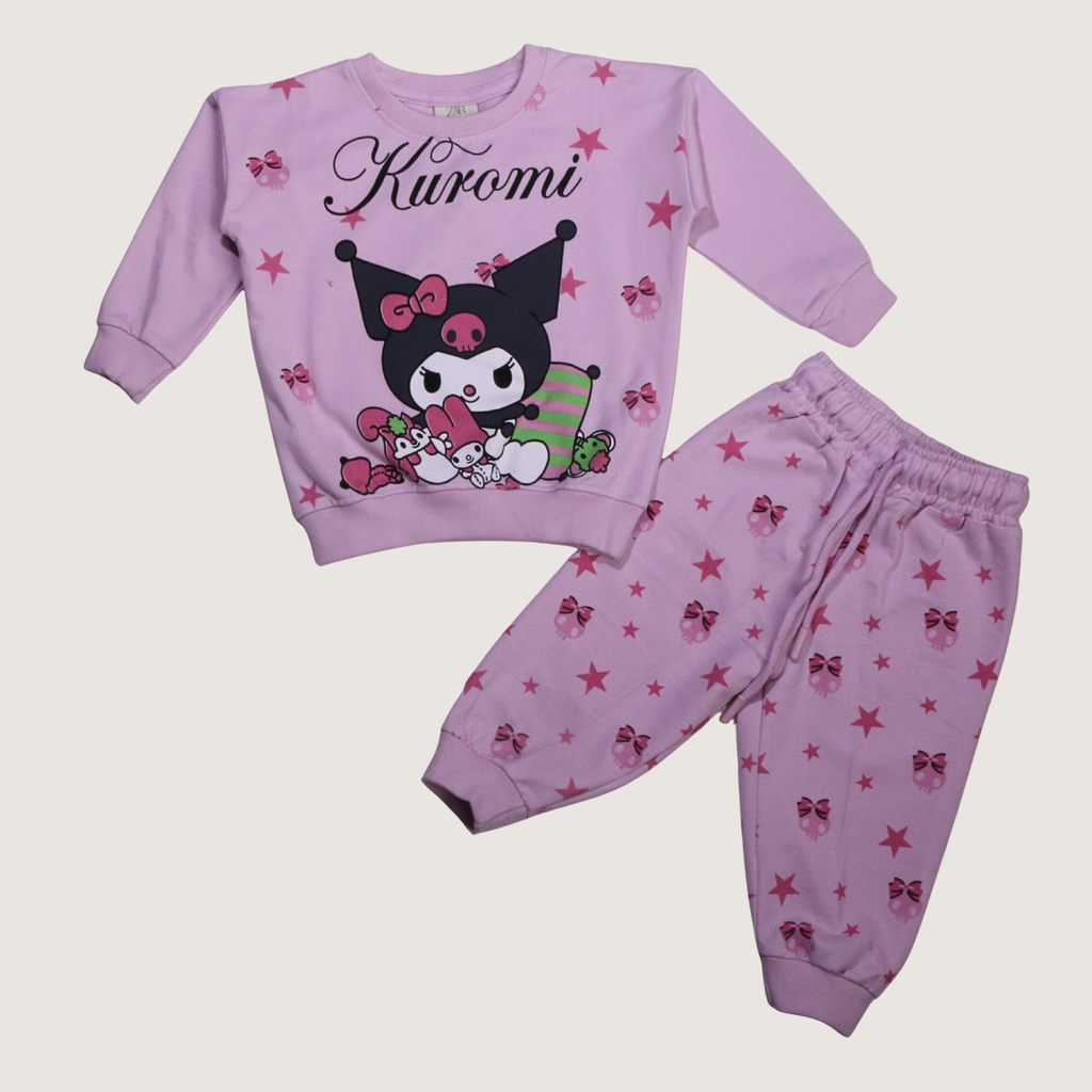 بيجامة كات ماري الوردية بأكمام طويلة (بنات)