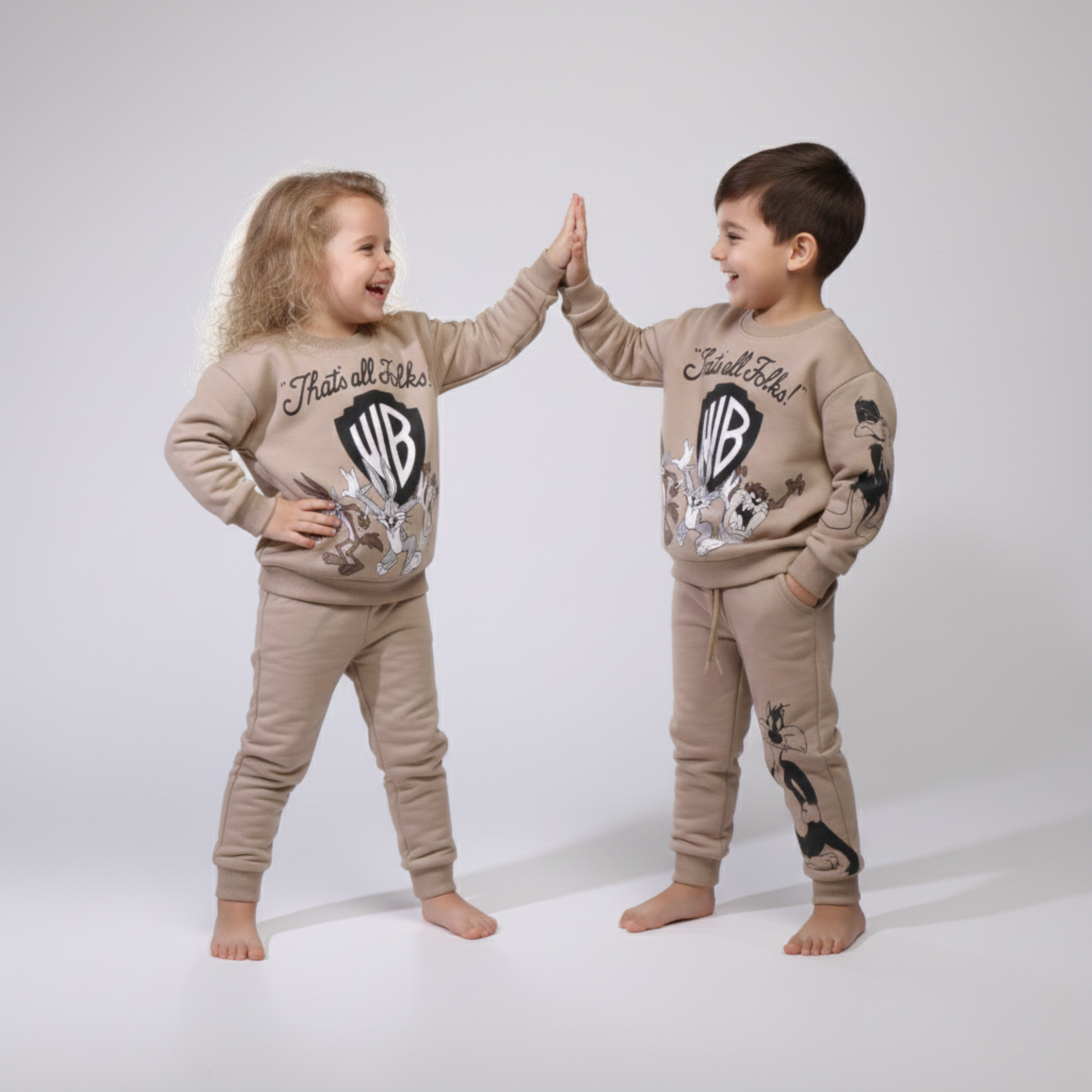 بيجامة كات ماري الوردية بأكمام طويلة (بنات)