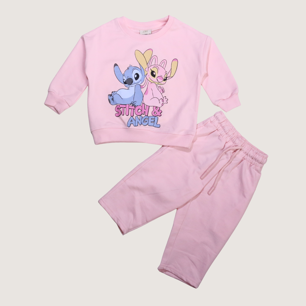 بيجامة كات ماري الوردية بأكمام طويلة (بنات)