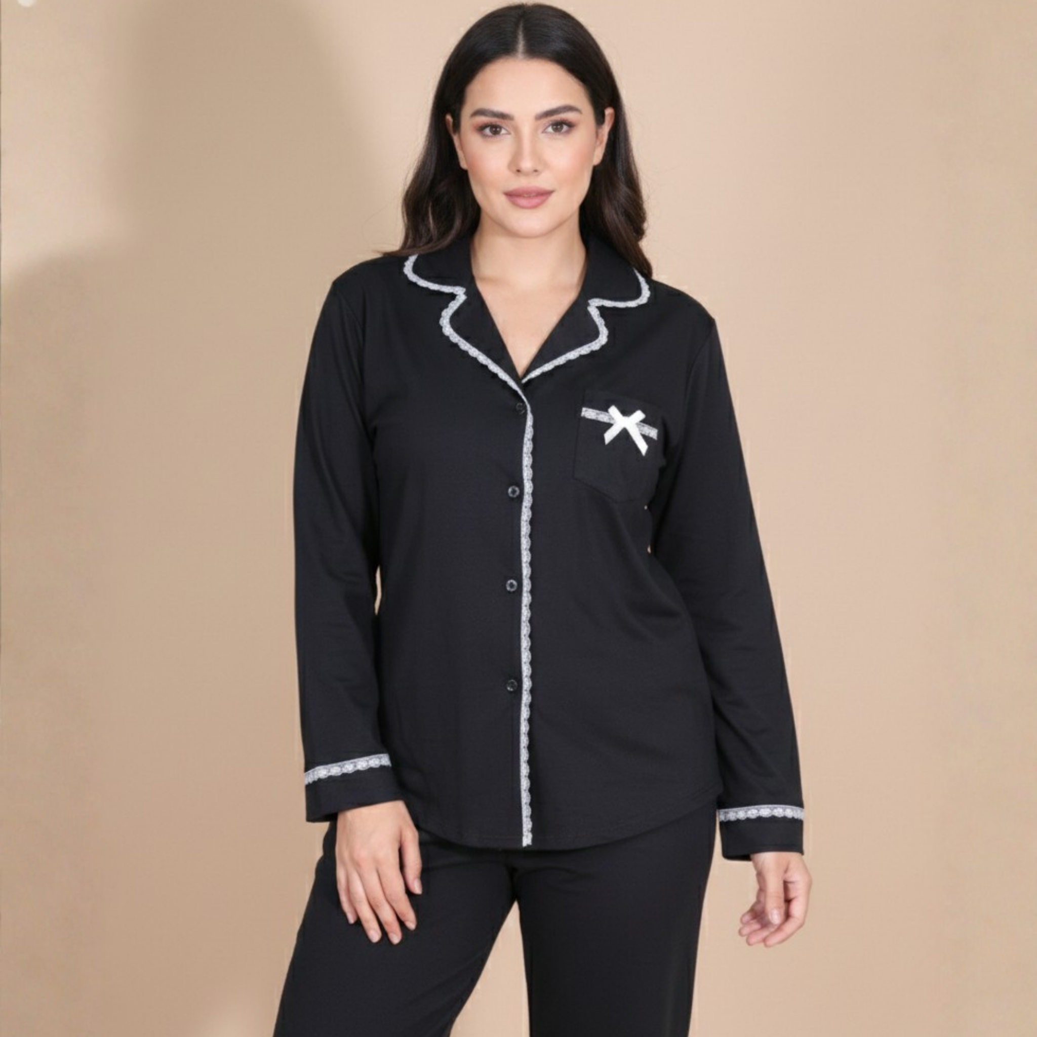 Womens Silk Pajama 2 Pcs Set 8016